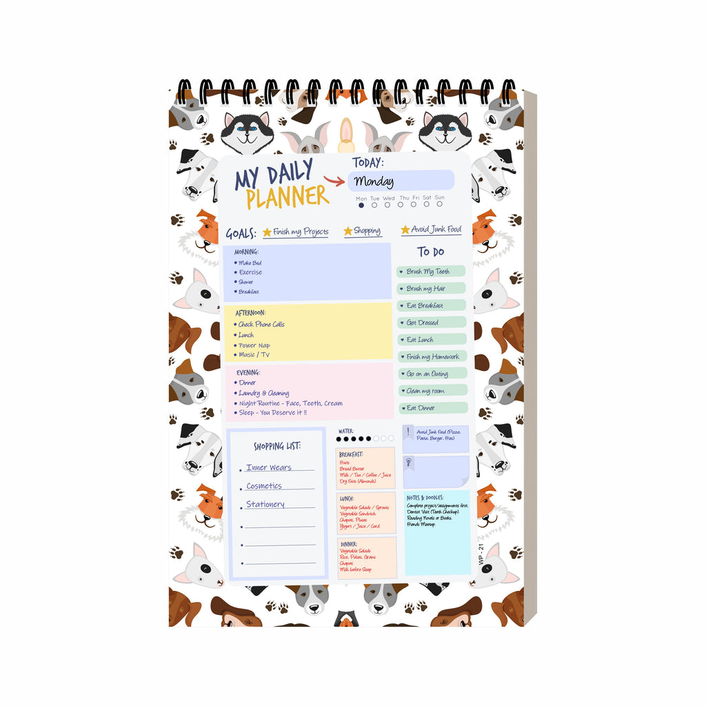Animal Theme Daily Planner A5 – 100 Days Undated Journal with To-Do List, Priorities, Appointments & Goal Tracker | Planner for Students, Kids & Office Use