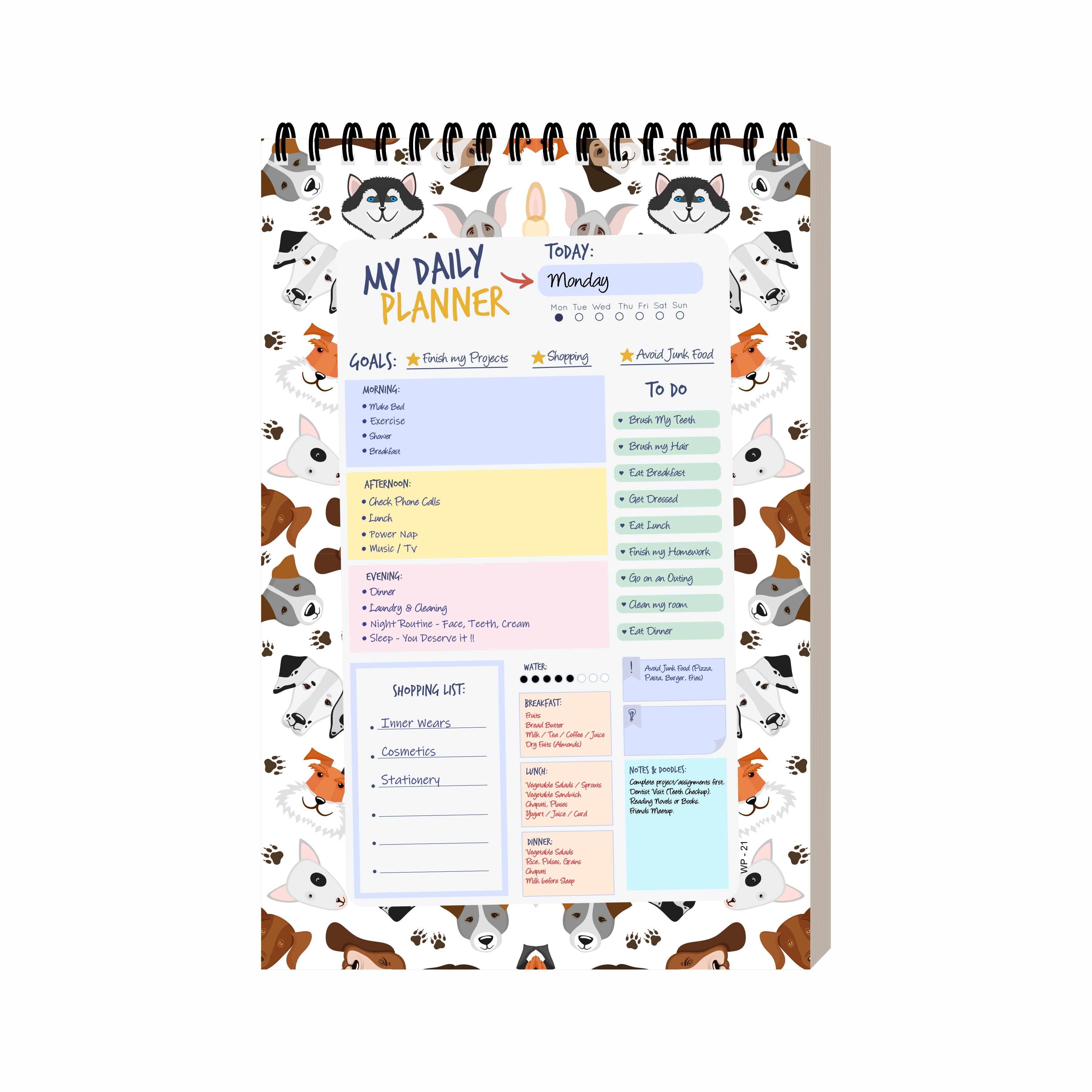 Animal Theme Daily Planner A5 – 100 Days Undated Journal with To-Do List, Priorities, Appointments & Goal Tracker | Planner for Students, Kids & Office Use