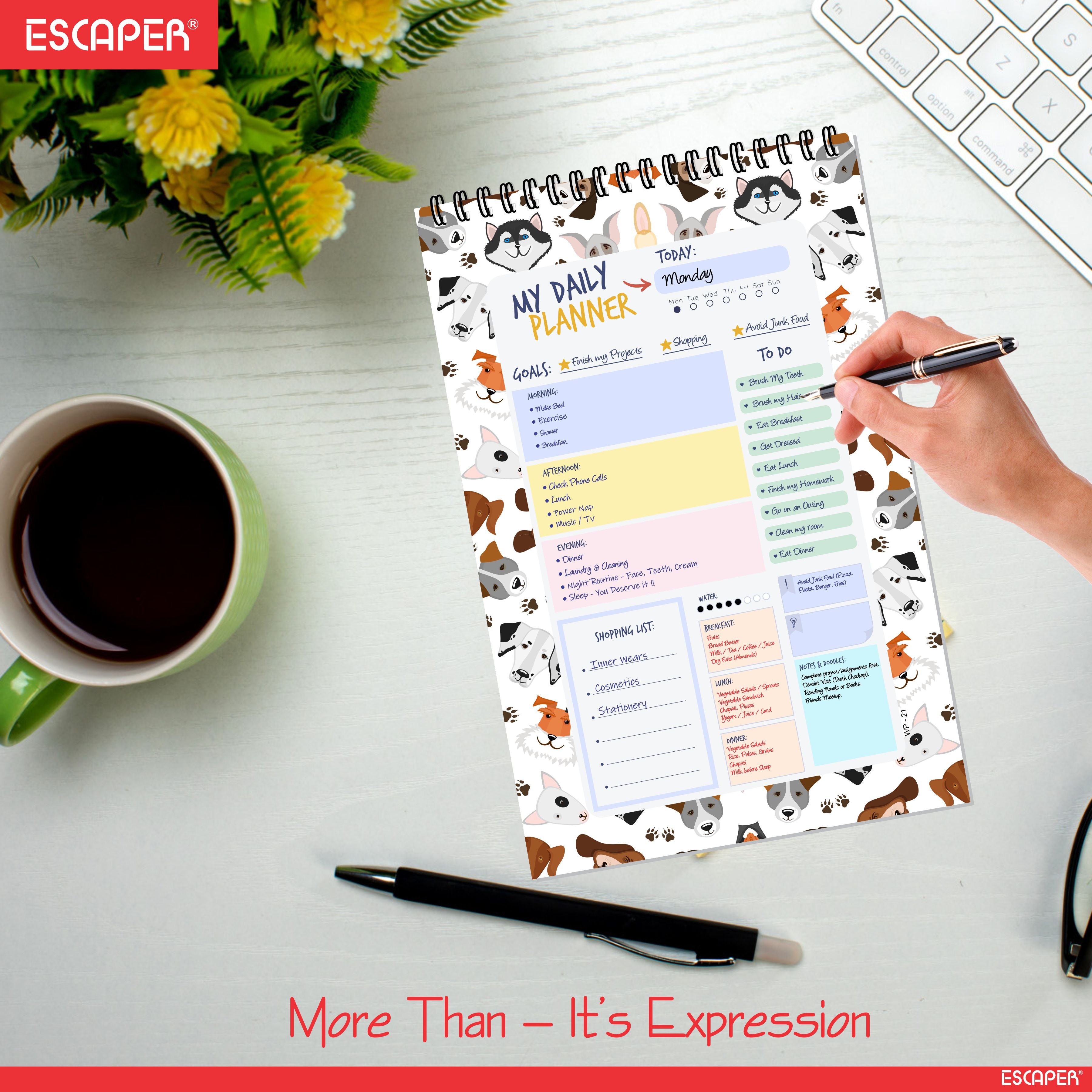 Animal Theme Daily Planner A5 – 100 Days Undated Journal with To-Do List, Priorities, Appointments & Goal Tracker | Planner for Students, Kids & Office Use
