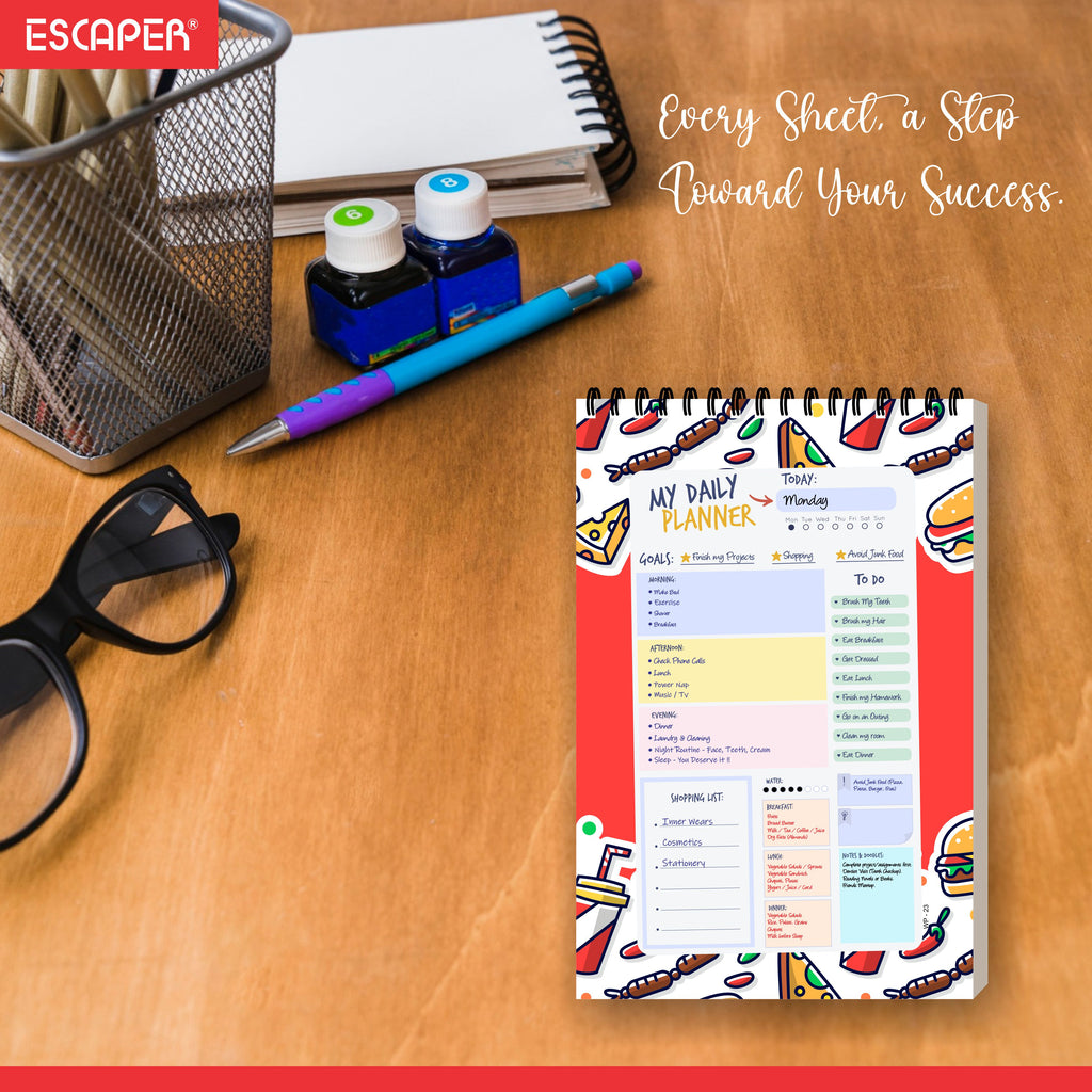 Food Theme Daily Planner A5 – 100 Days Undated Productivity Journal with To-Do List, Appointments & Goal Tracker | Cute Planner for Foodies, Students & Gifting