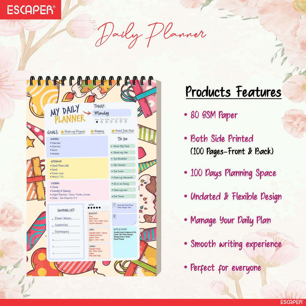 Happy Birthday Theme Daily Planner A5 – 100 Days Undated Productivity Journal with To-Do List & Goal Tracker | Unique Birthday Gift for Students & Professionals