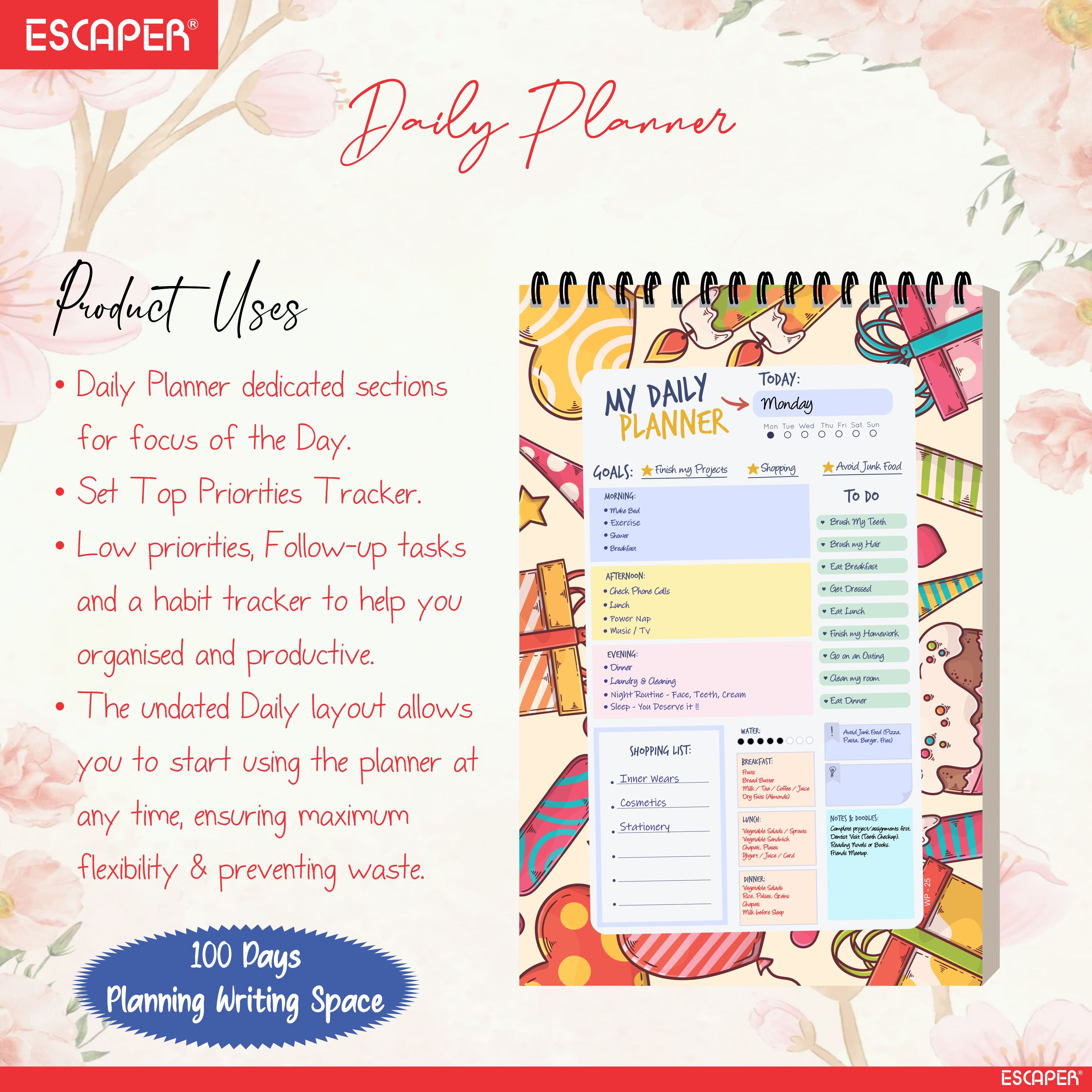 Happy Birthday Theme Daily Planner A5 – 100 Days Undated Productivity Journal with To-Do List & Goal Tracker | Unique Birthday Gift for Students & Professionals