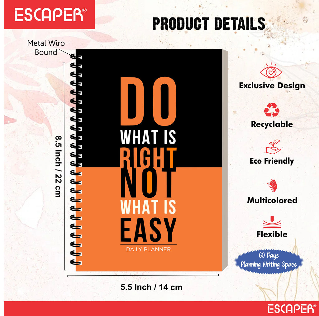 Premium 60 Day Motivational Daily Planner Diary A5 – Undated Productivity Journal with To-Do List, Goal Tracker, Health & Expense Tracker | Planner for Work & Gifting