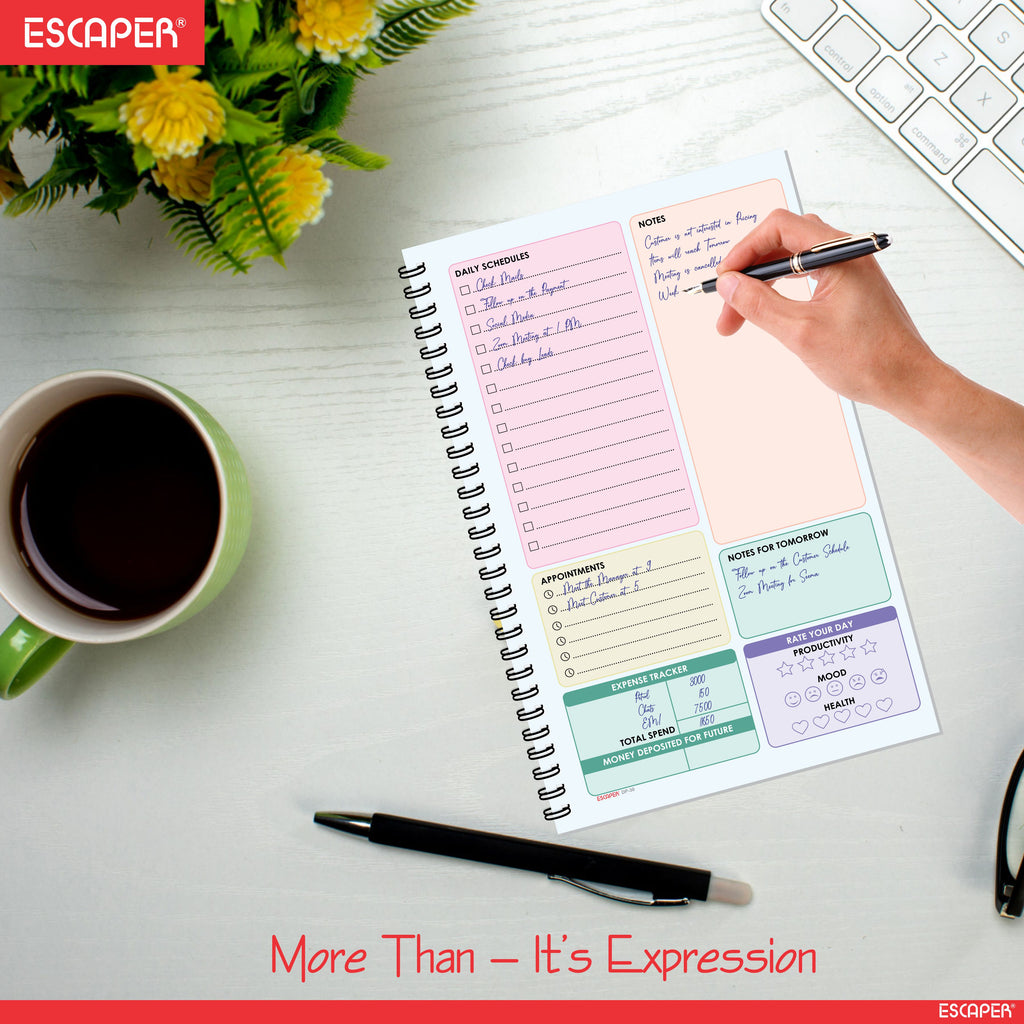 Motivational Daily Planner A5 – 60 Days Undated Journal with To-Do List, Schedule Organizer, Goal & Expense Tracker, Health & Fitness Planning | Productivity Planner