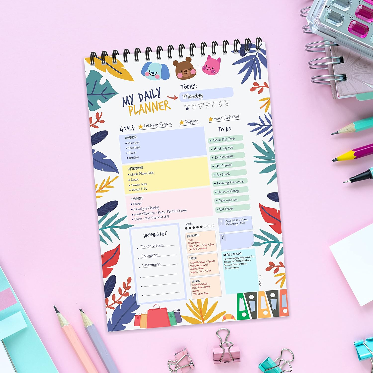 Leafs Daily Planner : Stay Organized and Inspired with A5-Sized (80 Days Plan) Planner - Perfect for Kids, Students & Creatives