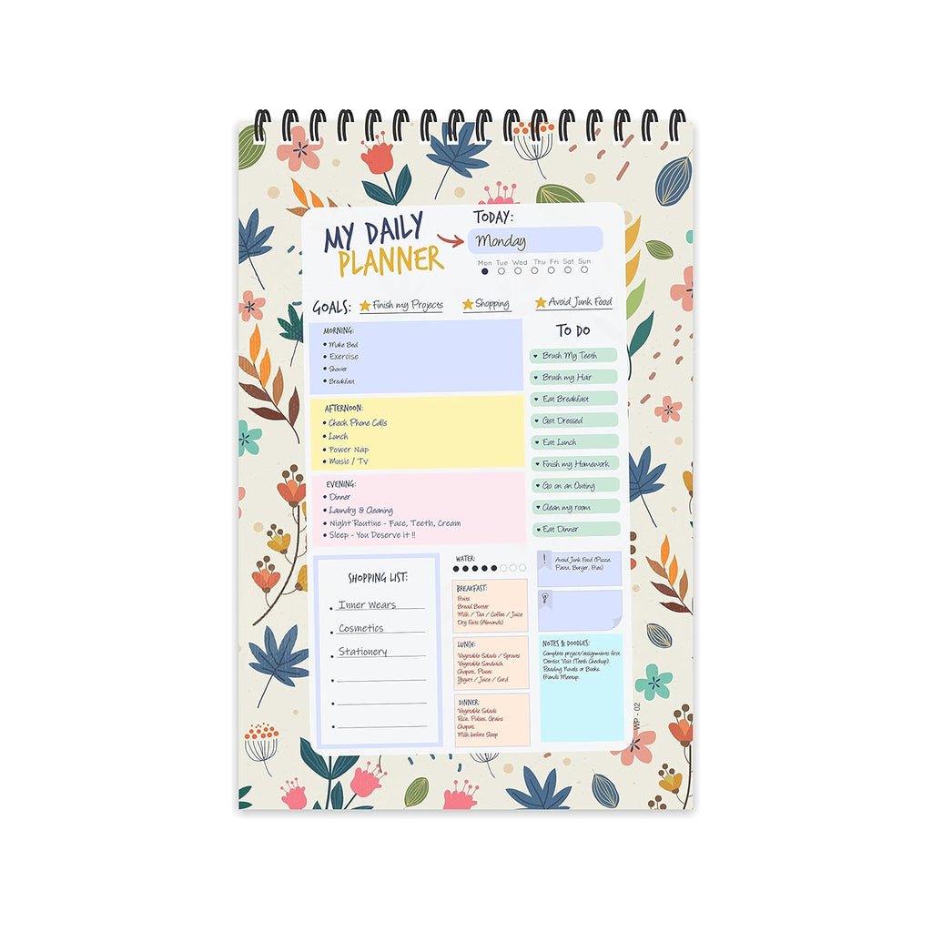 Cream Floral Theme Daily Planner : Stay Organized and Inspired with A5-Sized (80 Days Plan) Planner - Perfect for Kids, Students & Creatives
