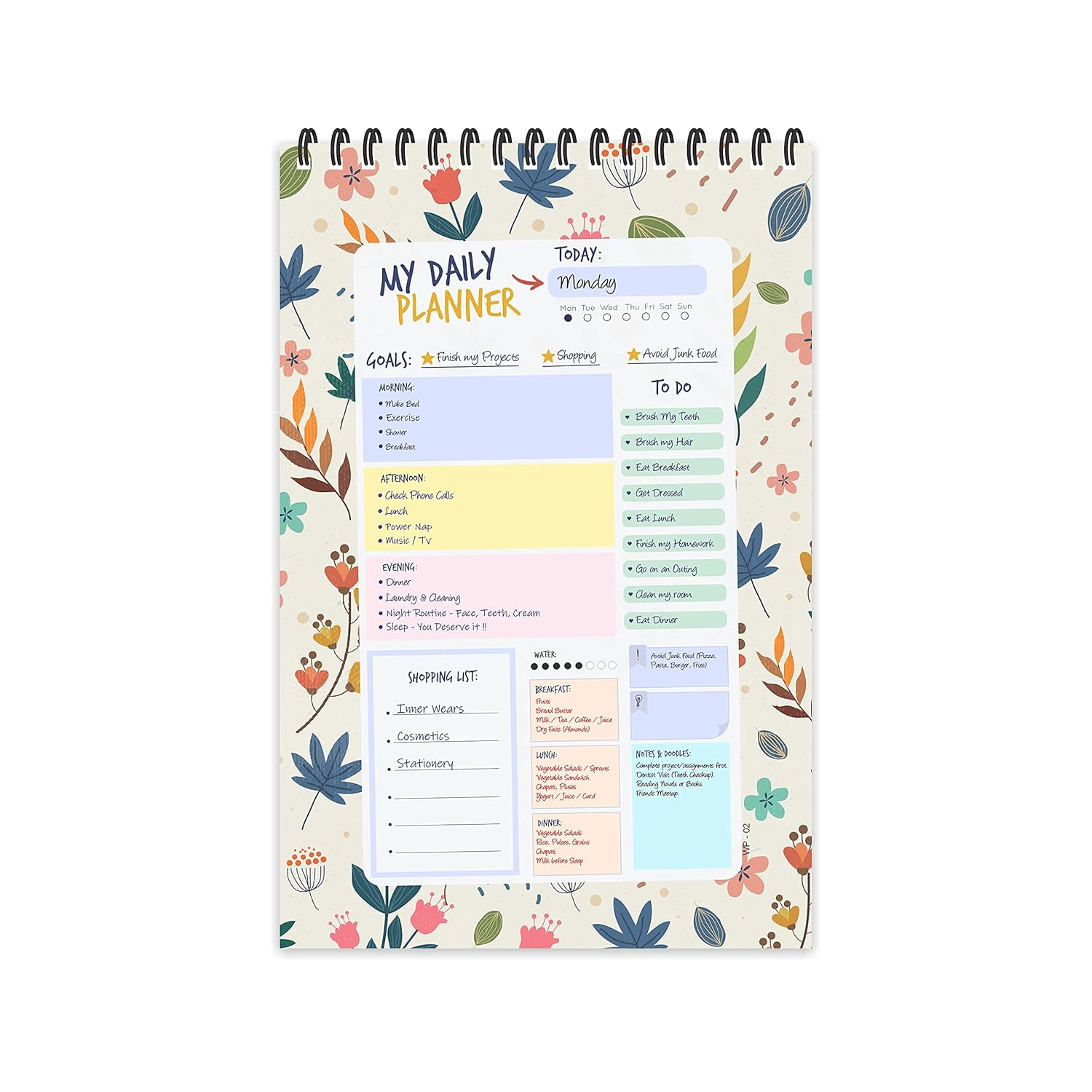 Cream Floral Theme Daily Planner : Stay Organized and Inspired with A5-Sized (80 Days Plan) Planner - Perfect for Kids, Students & Creatives