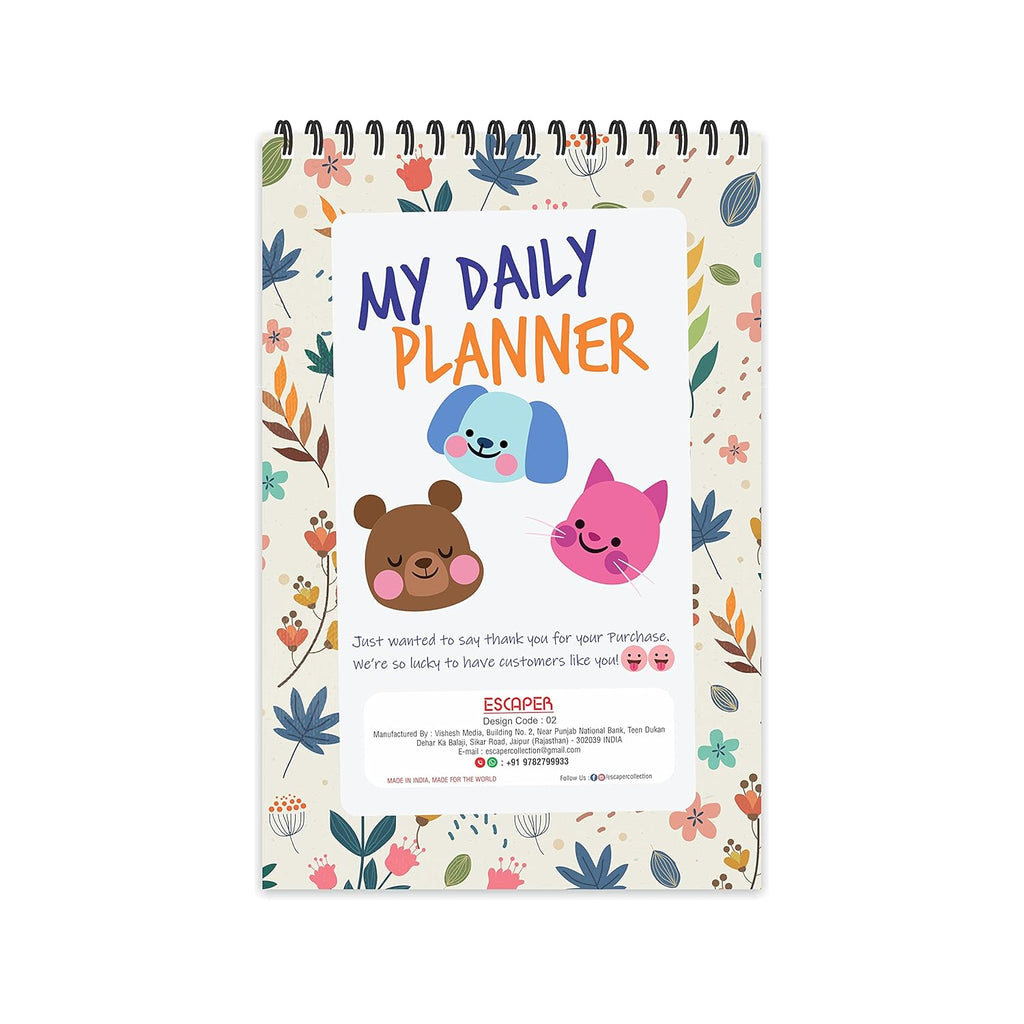 Cream Floral Theme Daily Planner : Stay Organized and Inspired with A5-Sized (80 Days Plan) Planner - Perfect for Kids, Students & Creatives