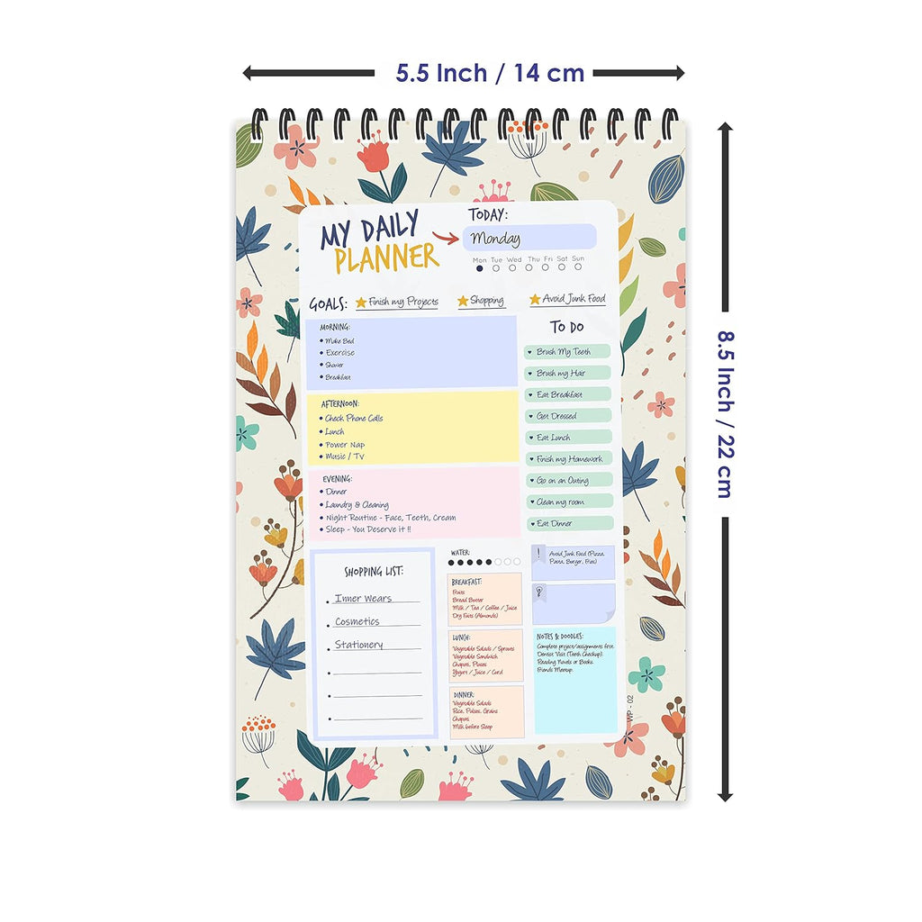 Cream Floral Theme Daily Planner : Stay Organized and Inspired with A5-Sized (80 Days Plan) Planner - Perfect for Kids, Students & Creatives