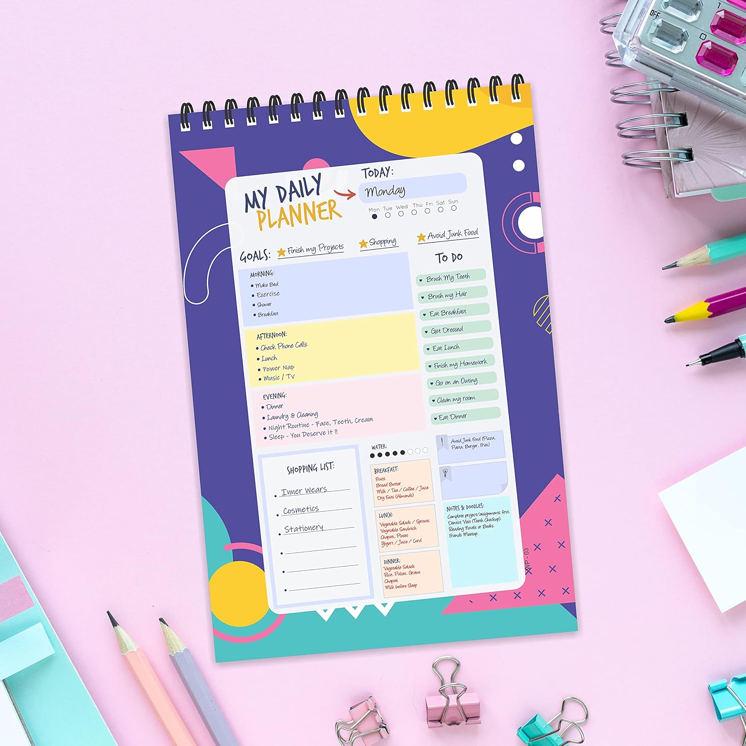 Abstract Theme Daily Planner : Stay Organized and Inspired with A5-Sized (80 Days Plan) Planner - Perfect for Kids, Students & Creatives