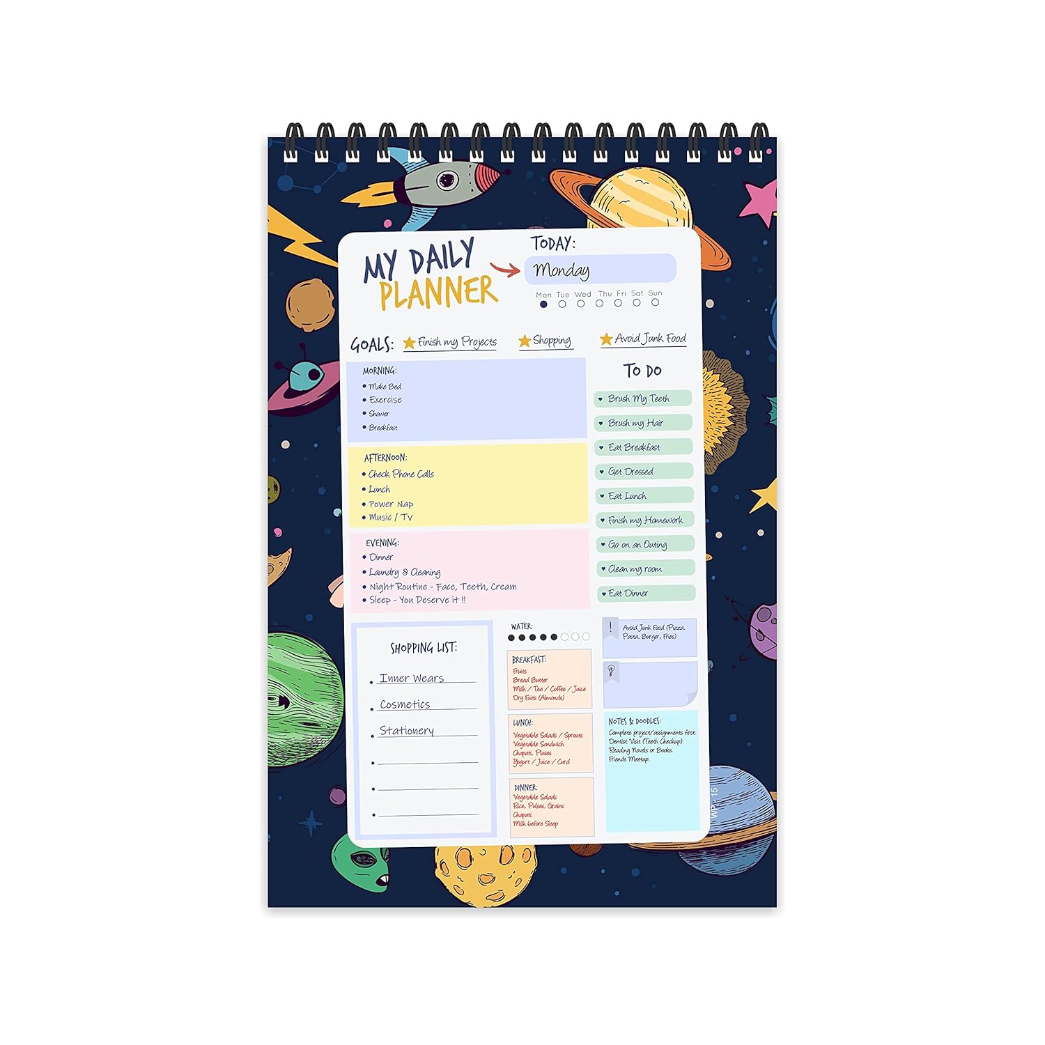 Space Theme Daily Planner (A5 Size) – 80 Days Productivity Notebook for Kids, Students & Creatives