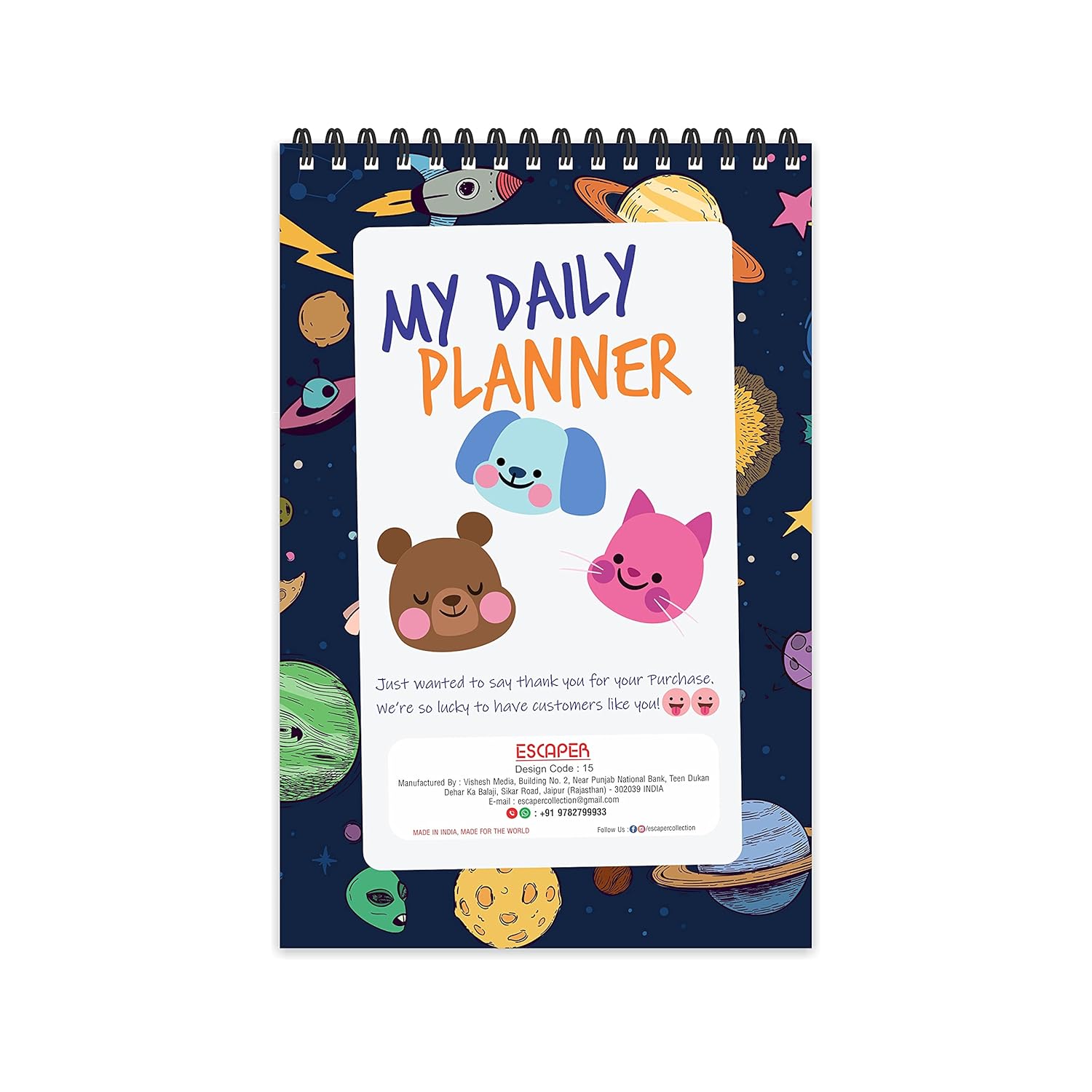 Space Theme Daily Planner (A5 Size) – 80 Days Productivity Notebook for Kids, Students & Creatives