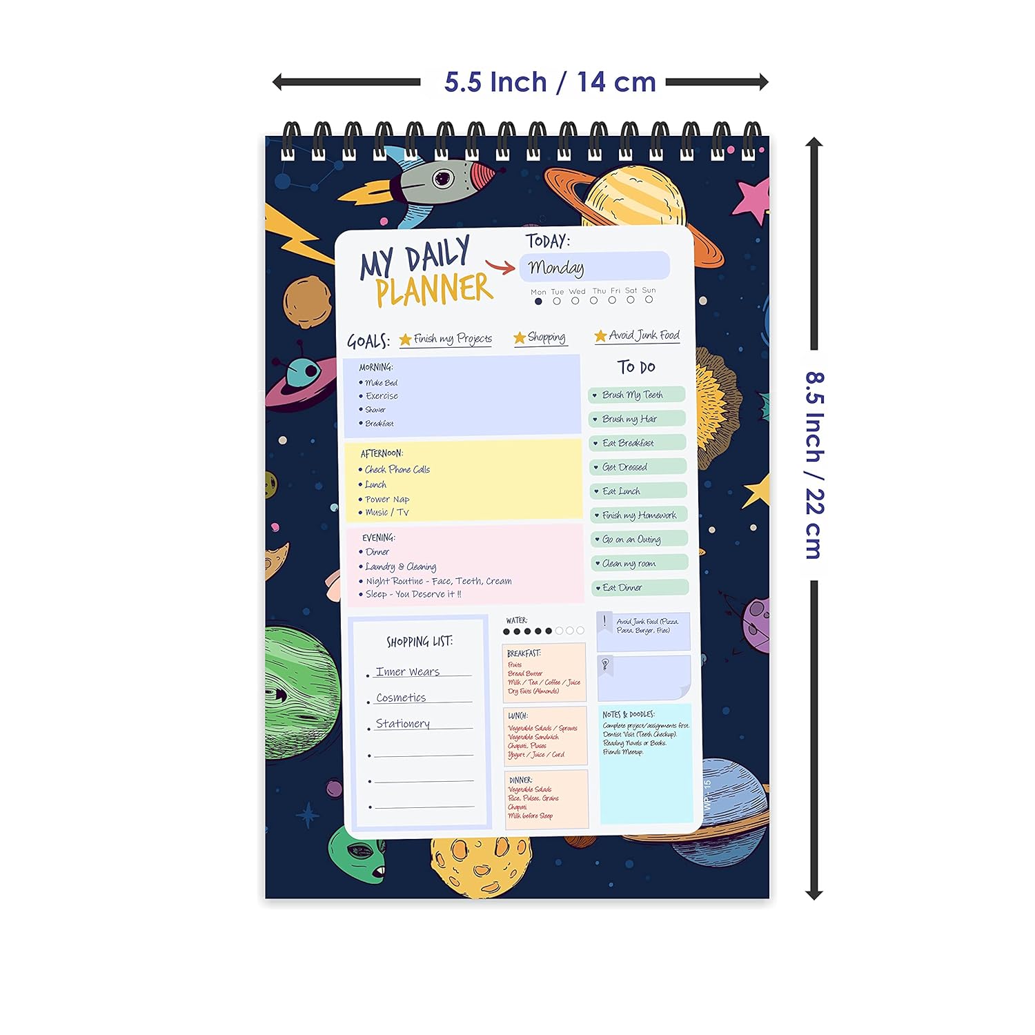 Space Theme Daily Planner (A5 Size) – 80 Days Productivity Notebook for Kids, Students & Creatives