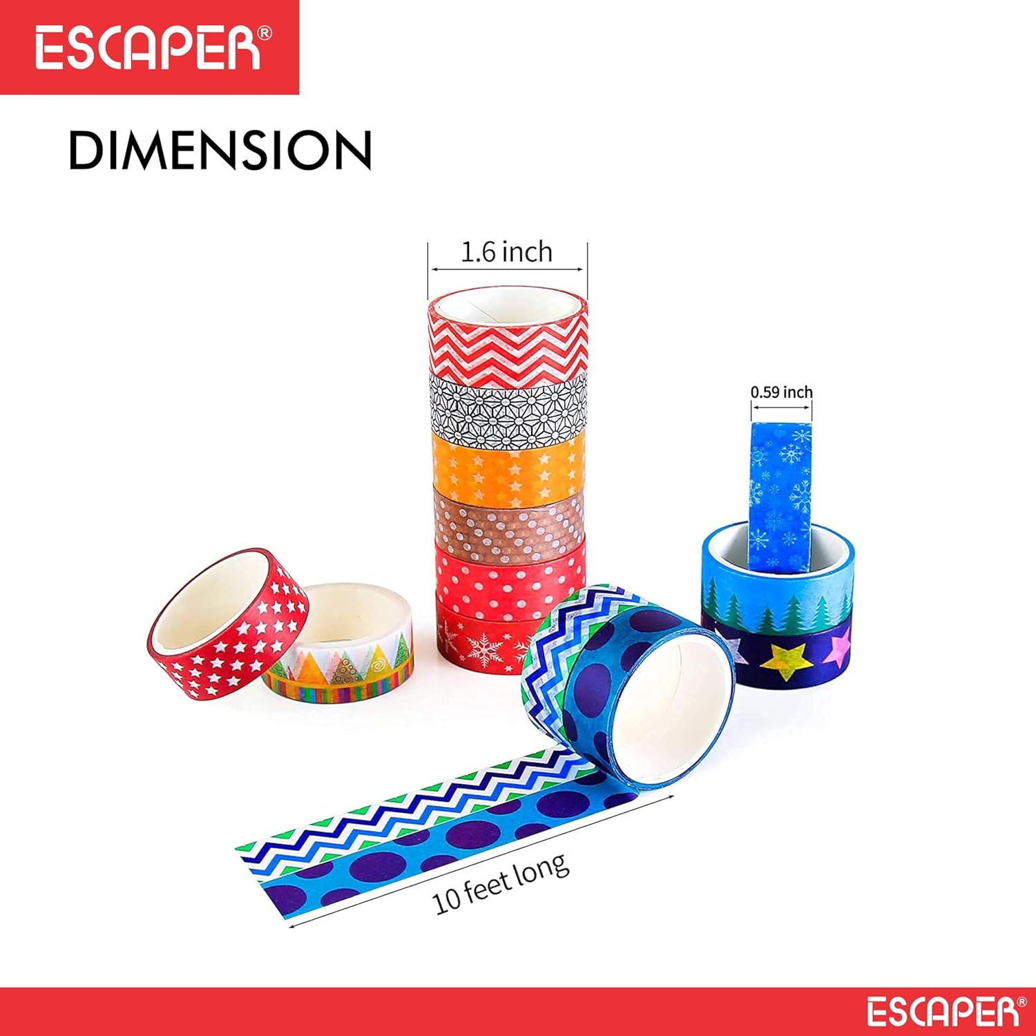 Decorative Self Adhesive Tape Rolls (1.5 Cm x 3 Metre), Designer Craft Material Tape Perfect For Art Craft and DIY Gift