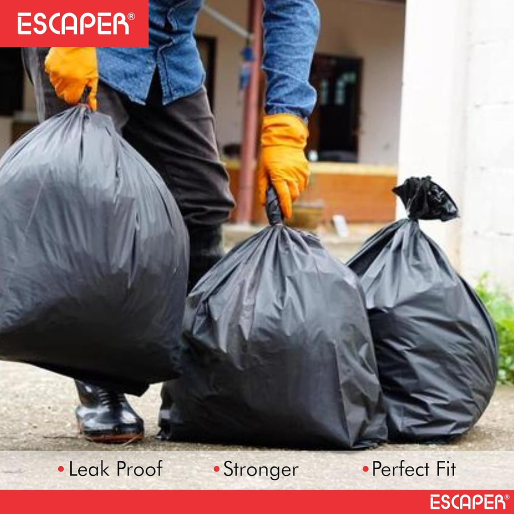 Black Garbage Bags Rolls – Leak-Proof Dustbin Bags for Wet & Dry Waste, Garbage Disposal Bags for Home, Office, Kitchen, Hospitals & Hotels