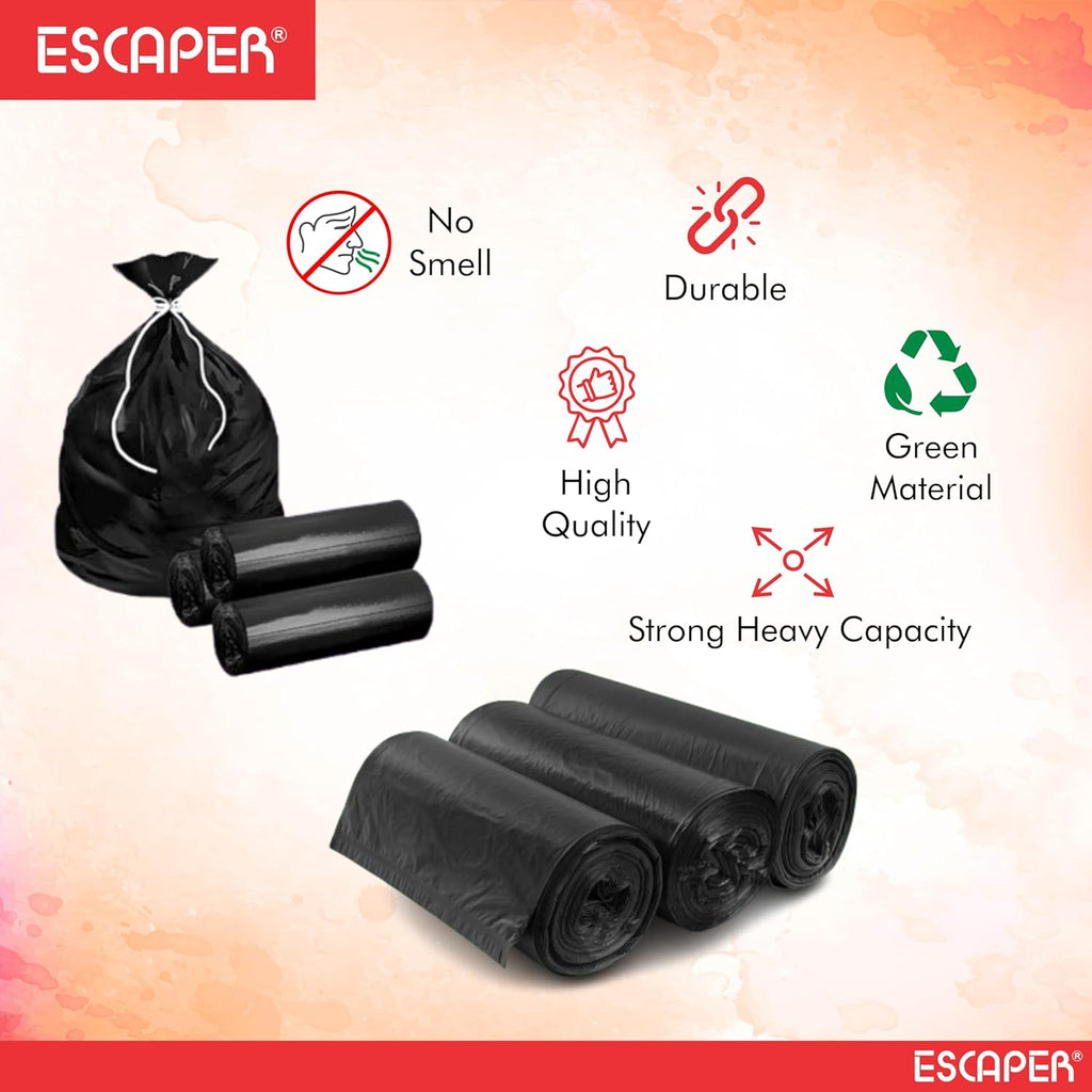 Black Garbage Bags Rolls – Leak-Proof Dustbin Bags for Wet & Dry Waste, Garbage Disposal Bags for Home, Office, Kitchen, Hospitals & Hotels