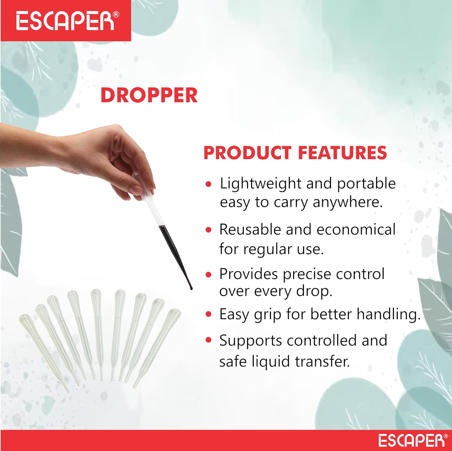Transparent Plastic Droppers 3ML, (Length-9 Cm) Dropper for Oil, Ink Filler, Transfer Tube, Graduated Pipettes, Dropper for Laboratory Use, Essential Oils, Cosmetics & Fragrances, Lab