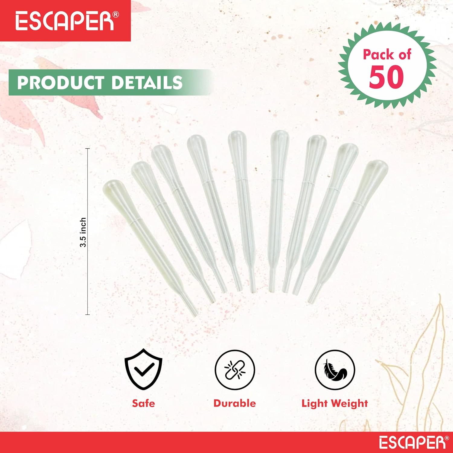 Transparent Plastic Droppers 3ML, (Length-9 Cm) Dropper for Oil, Ink Filler, Transfer Tube, Graduated Pipettes, Dropper for Laboratory Use, Essential Oils, Cosmetics & Fragrances, Lab