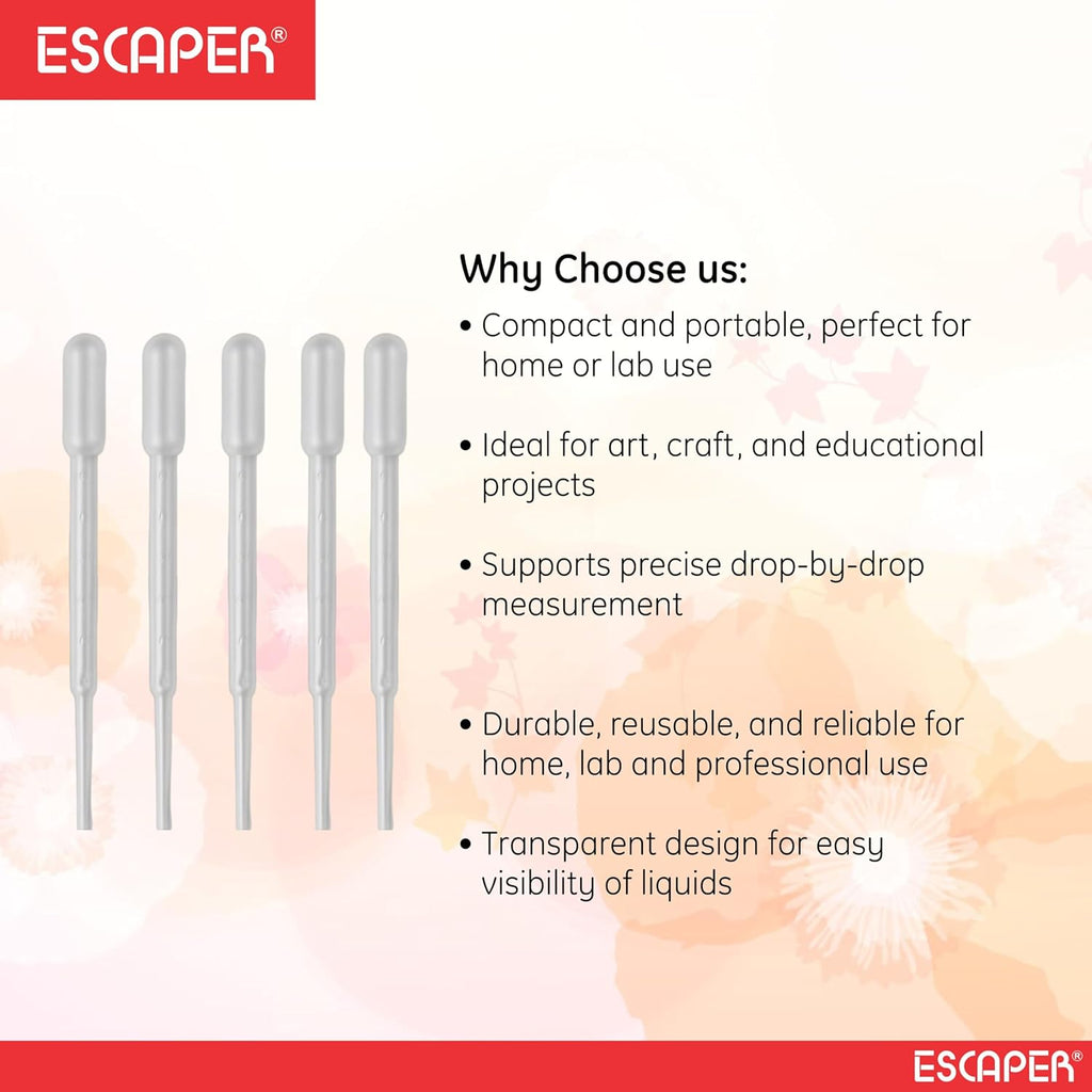 Transparent Plastic Droppers 3ML, (Length-9 Cm) Dropper for Oil, Ink Filler, Transfer Tube, Graduated Pipettes, Dropper for Laboratory Use, Essential Oils, Cosmetics & Fragrances, Lab