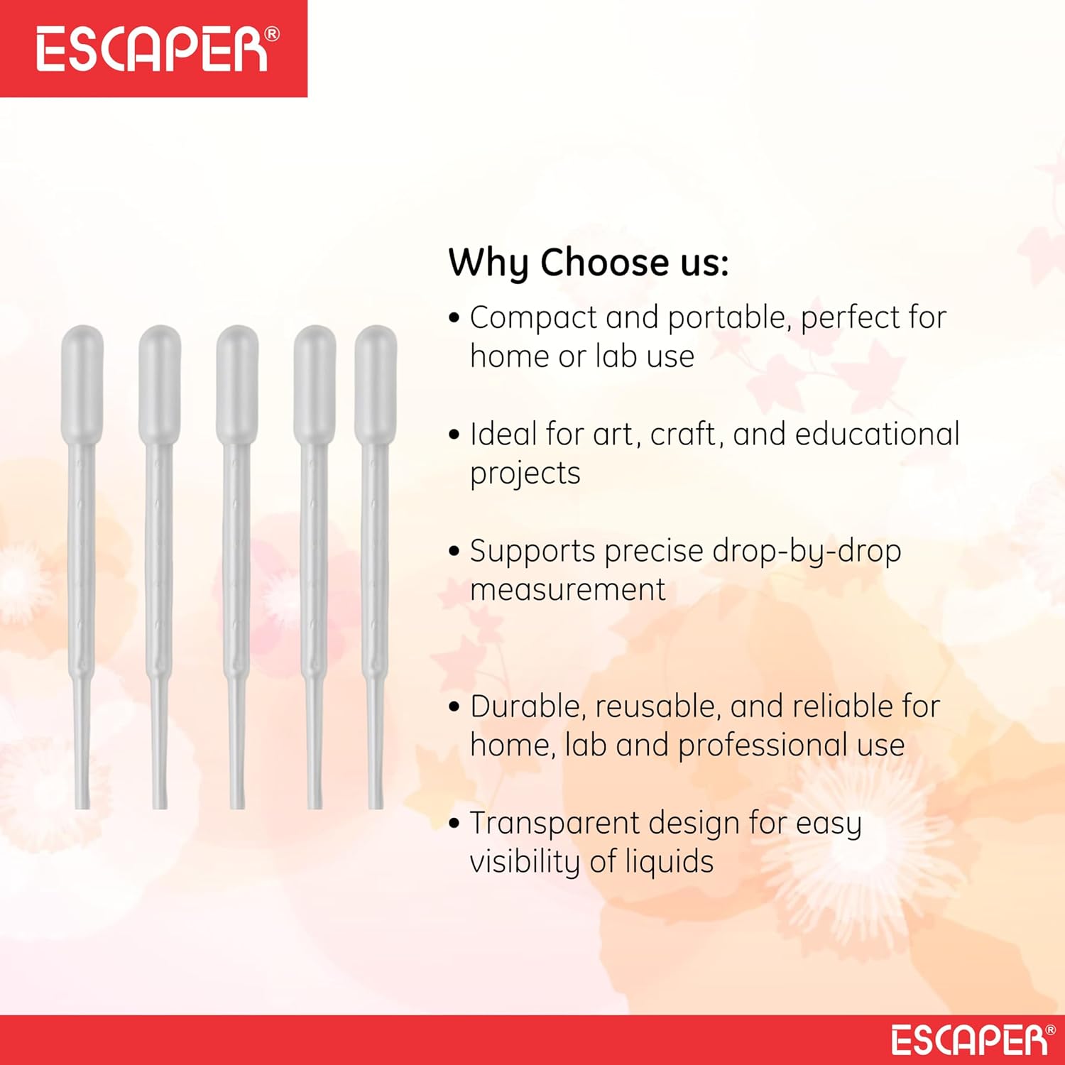 Transparent Plastic Droppers 3ML, (Length-9 Cm) Dropper for Oil, Ink Filler, Transfer Tube, Graduated Pipettes, Dropper for Laboratory Use, Essential Oils, Cosmetics & Fragrances, Lab