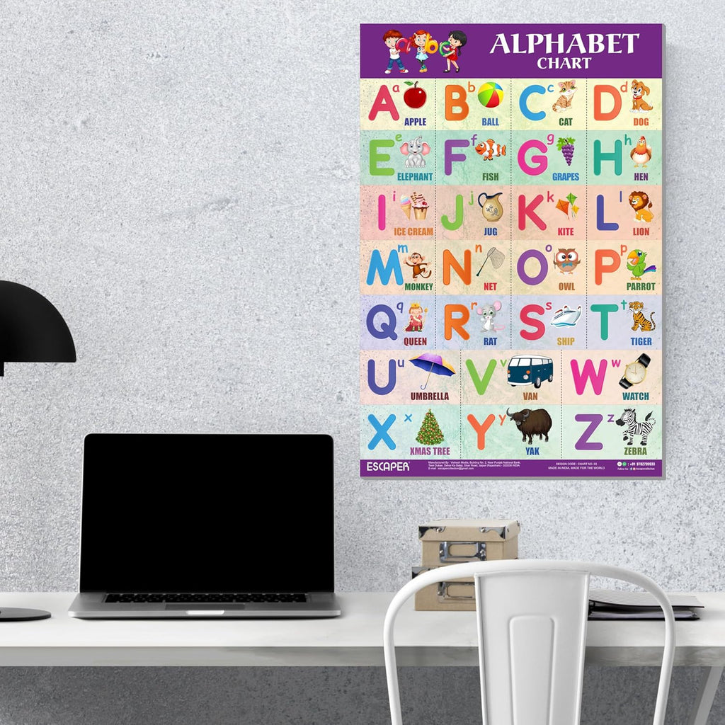 English Alphabets Educational Charts for Kids, Charts for Kids Learning (12 x 18 inch), Kids Study Material, Kids Learning Books, Educational Posters