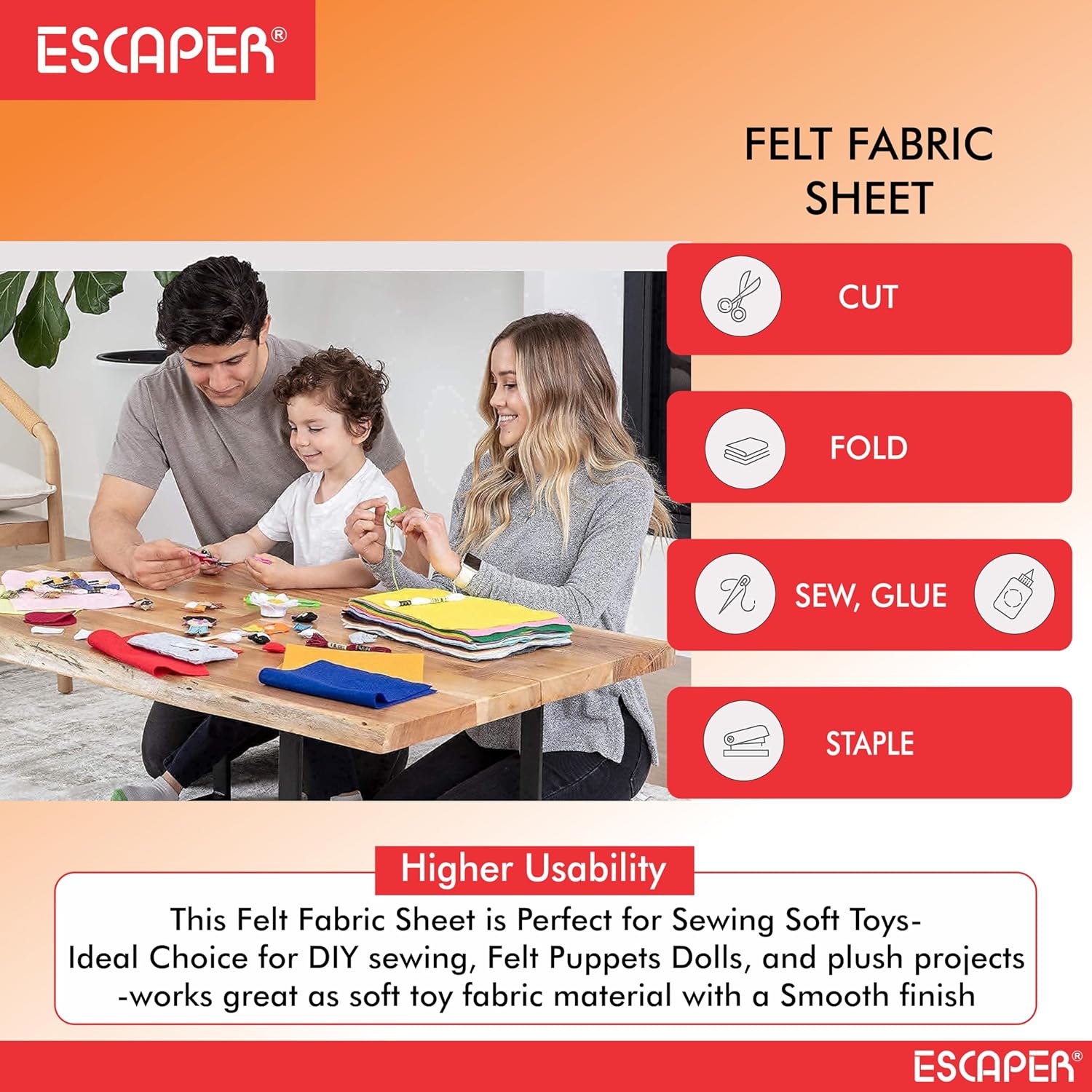 Felt Fabric Sheets for Craft - 2mm Thick Soft (A4 Size), Non Woven Assorted Color Felt Sheets for Sewing, DIY, Scrapbooking, Decorations, Soft Toy Making & School Projects
