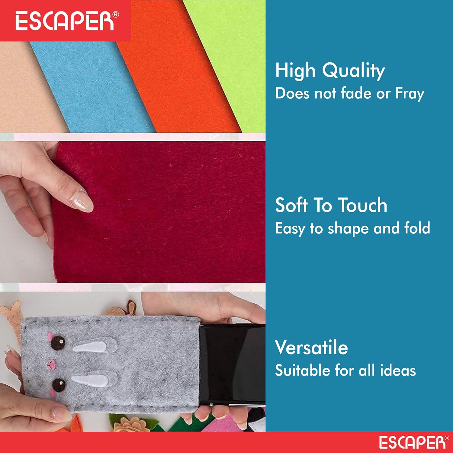Felt Fabric Sheets for Craft - 2mm Thick Soft (A4 Size), Non Woven Assorted Color Felt Sheets for Sewing, DIY, Scrapbooking, Decorations, Soft Toy Making & School Projects