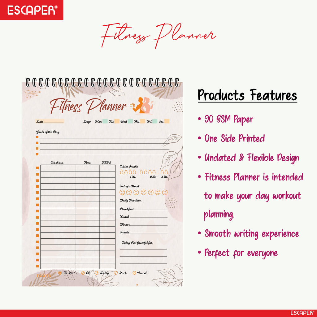 Undated Fitness Planners – 80 Pages, Habit Tracker & Productivity Organizer, 90 GSM Paper, Flexible Weekly Schedule for Students, Professionals & Busy Life