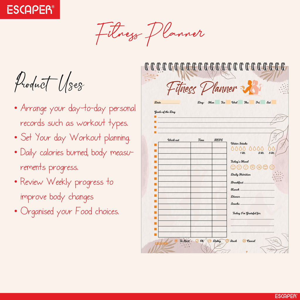 Undated Fitness Planners – 80 Pages, Habit Tracker & Productivity Organizer, 90 GSM Paper, Flexible Weekly Schedule for Students, Professionals & Busy Life