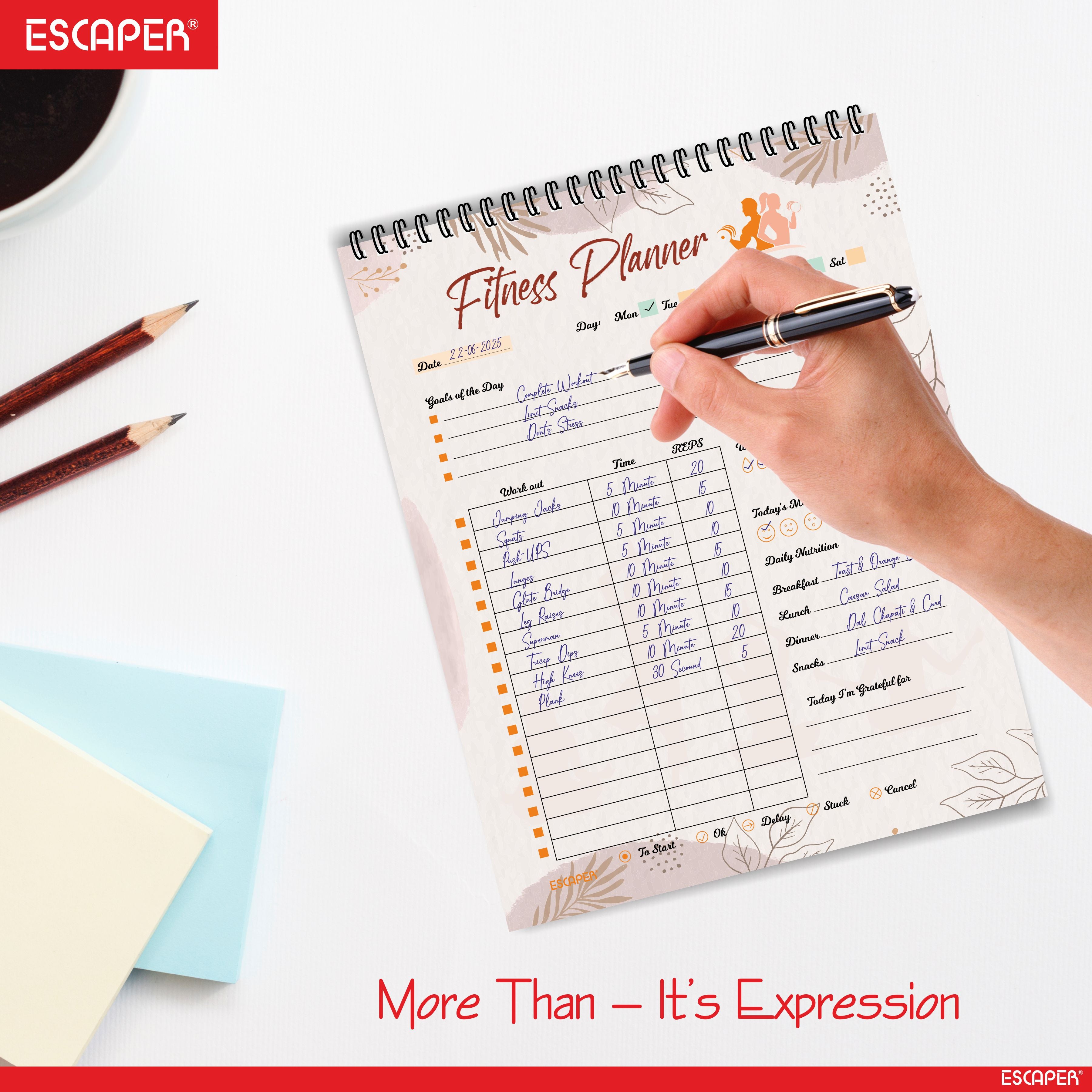 Undated Fitness Planners – 80 Pages, Habit Tracker & Productivity Organizer, 90 GSM Paper, Flexible Weekly Schedule for Students, Professionals & Busy Life