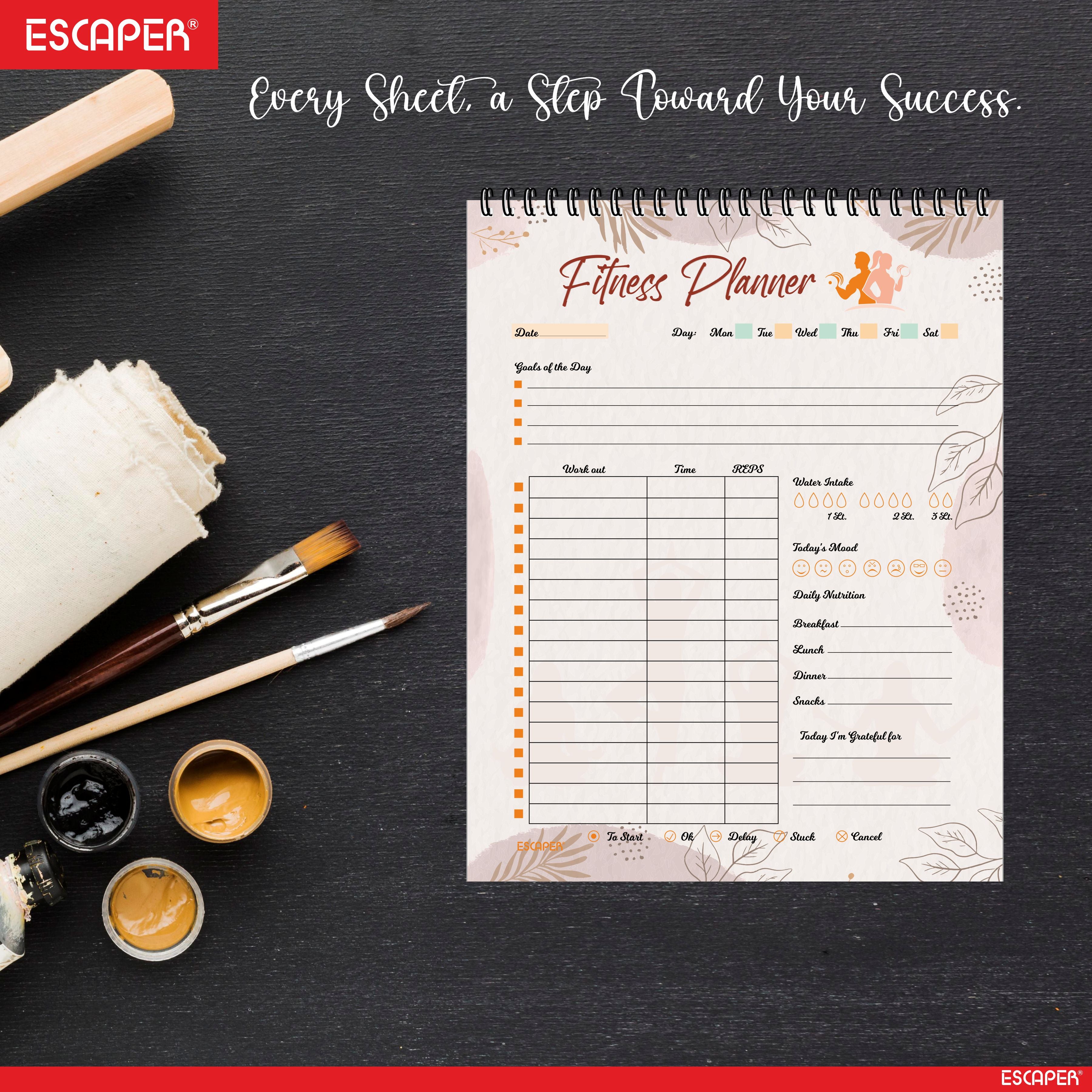 Undated Fitness Planners – 80 Pages, Habit Tracker & Productivity Organizer, 90 GSM Paper, Flexible Weekly Schedule for Students, Professionals & Busy Life