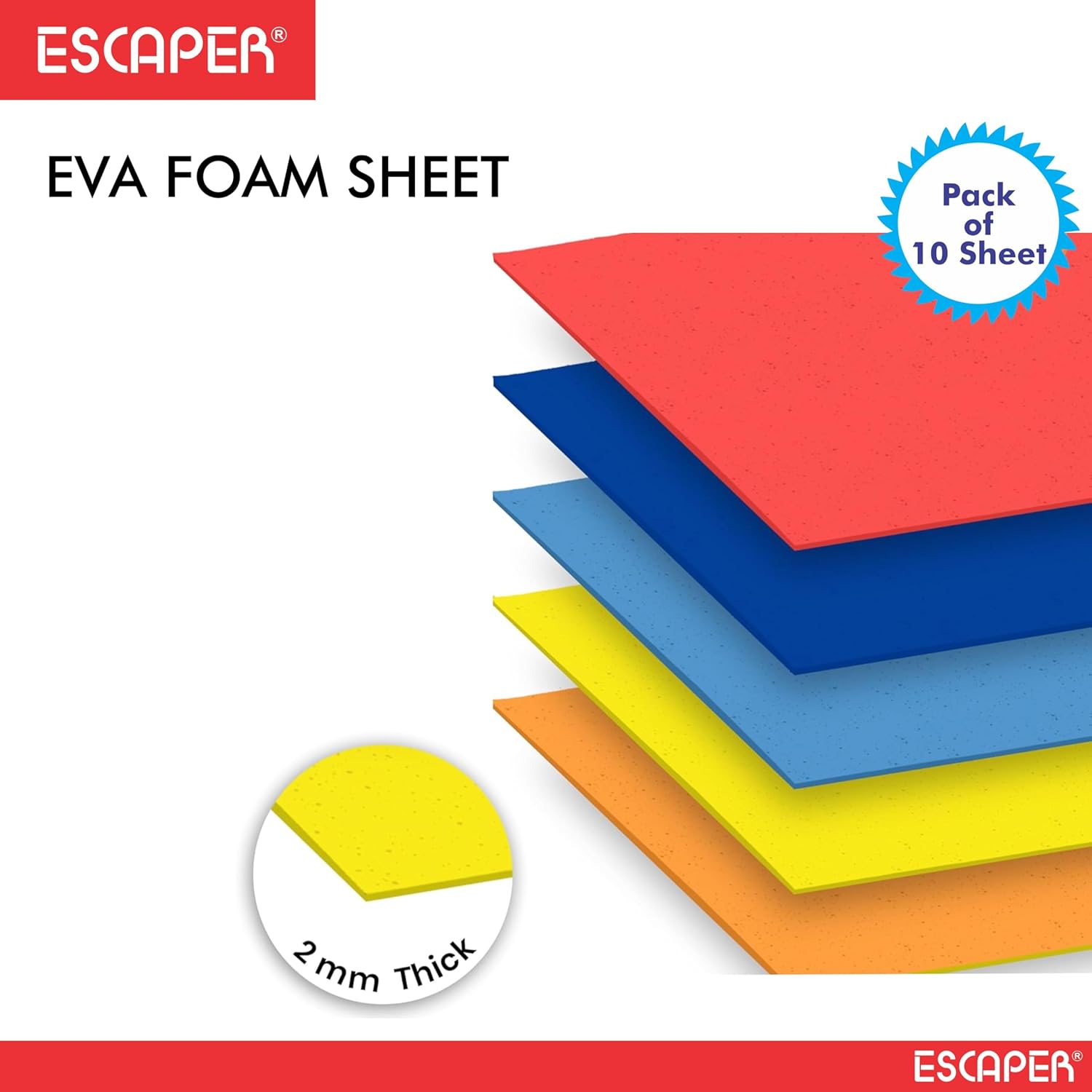 EVA Foam Sheet for Craft and Projects, A4 Size, 1mm Thick, Assorted Colours, Non-Adhesive Foam Sheets for DIY, Scrapbooking, Art and School Crafts