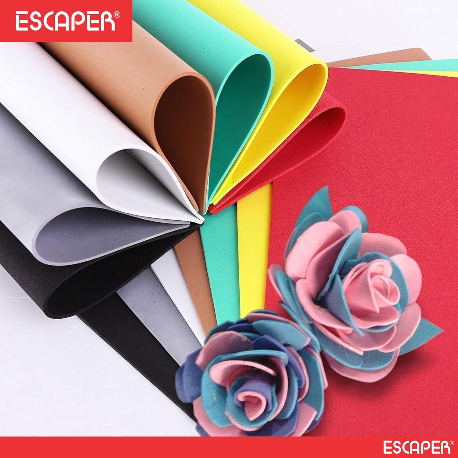 EVA Foam Sheet for Craft and Projects, A4 Size, 1mm Thick, Assorted Colours, Non-Adhesive Foam Sheets for DIY, Scrapbooking, Art and School Crafts