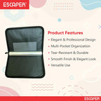 Professional File Folder for Certificates & Documents, 20 Leaf Chain Bag with Zip, Faux Leather Portfolio File Folder, Organiser for A4 Documents