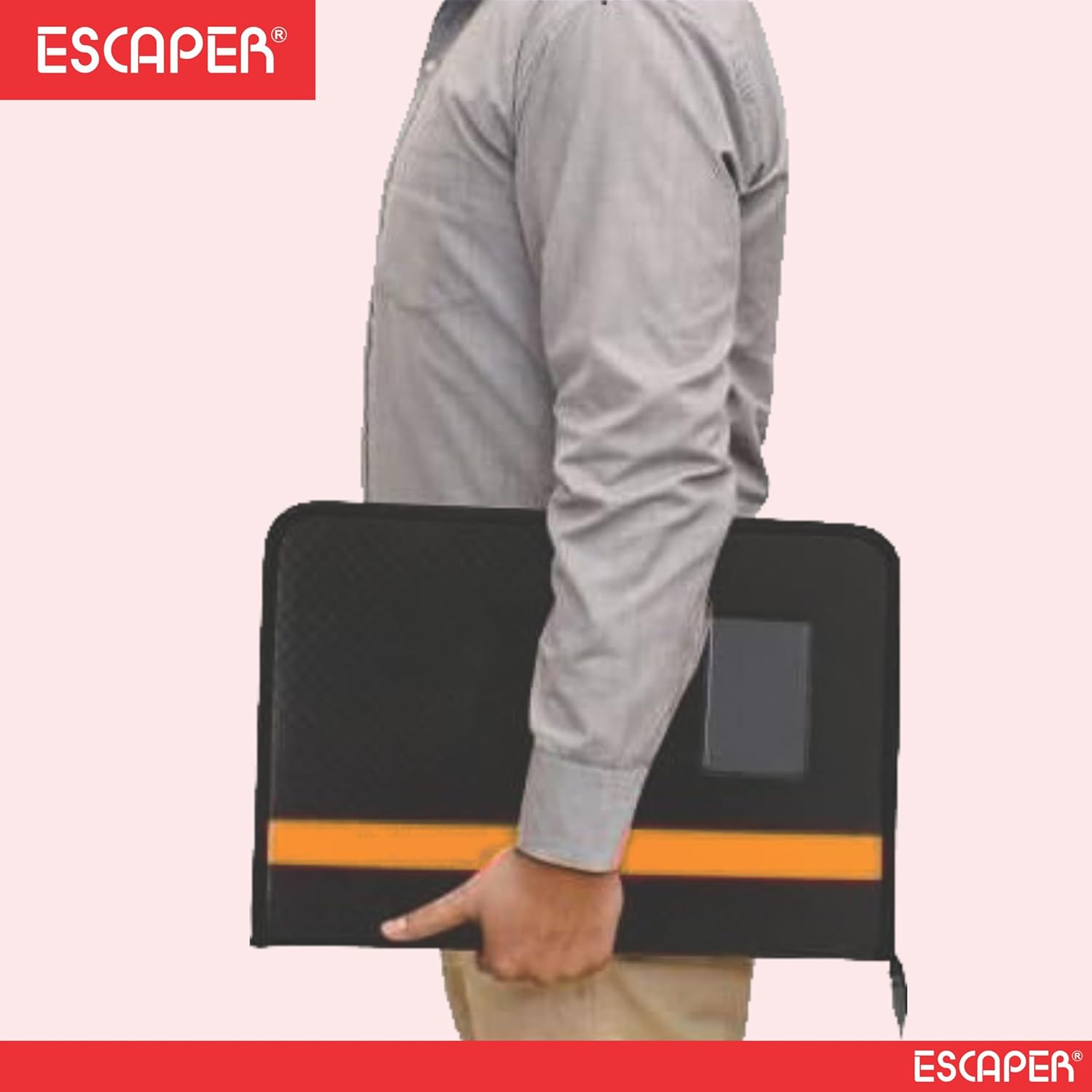 Professional File Folder for Certificates & Documents, 20 Leaf Chain Bag with Zip, Faux Leather Portfolio File Folder, Organiser for A4 Documents
