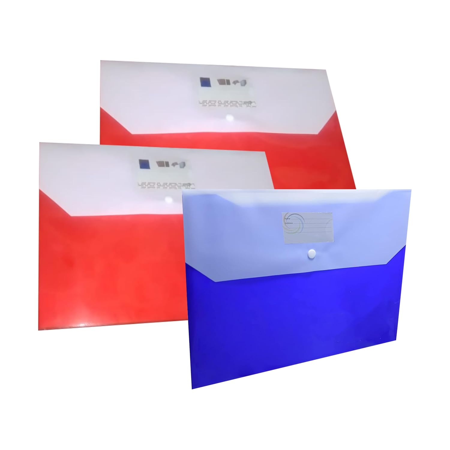 Assorted Colorful File Folder Legal Size (35.5 x 26 CM) Clear Plastic File Folder Bag with Snap Button A4 and Legal Size Clear File Bags for Documents, Certificates and Papers