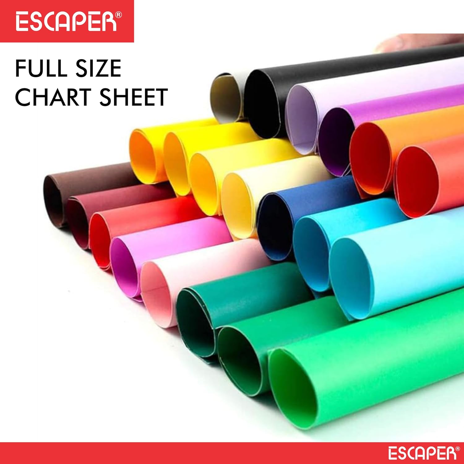Full Size Color Chart Sheets 10 Assorted Color Sheets (70 x 56 cm) 200 GSM Thick Paper for Craft, School Projects, Posters, DIY Art and Decorations Unruled Smooth Finish