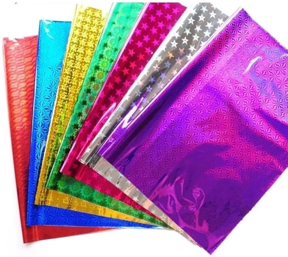 ESCAPER Assorted Gift Wrapping Paper Sheets (Size- 65cm x 48cm) Holographic Multipurpose Plastic Gift Wrapper Sheets for Kids, Birthdays, Crafts, Festivals, Parties & All Occasion Gift Packing