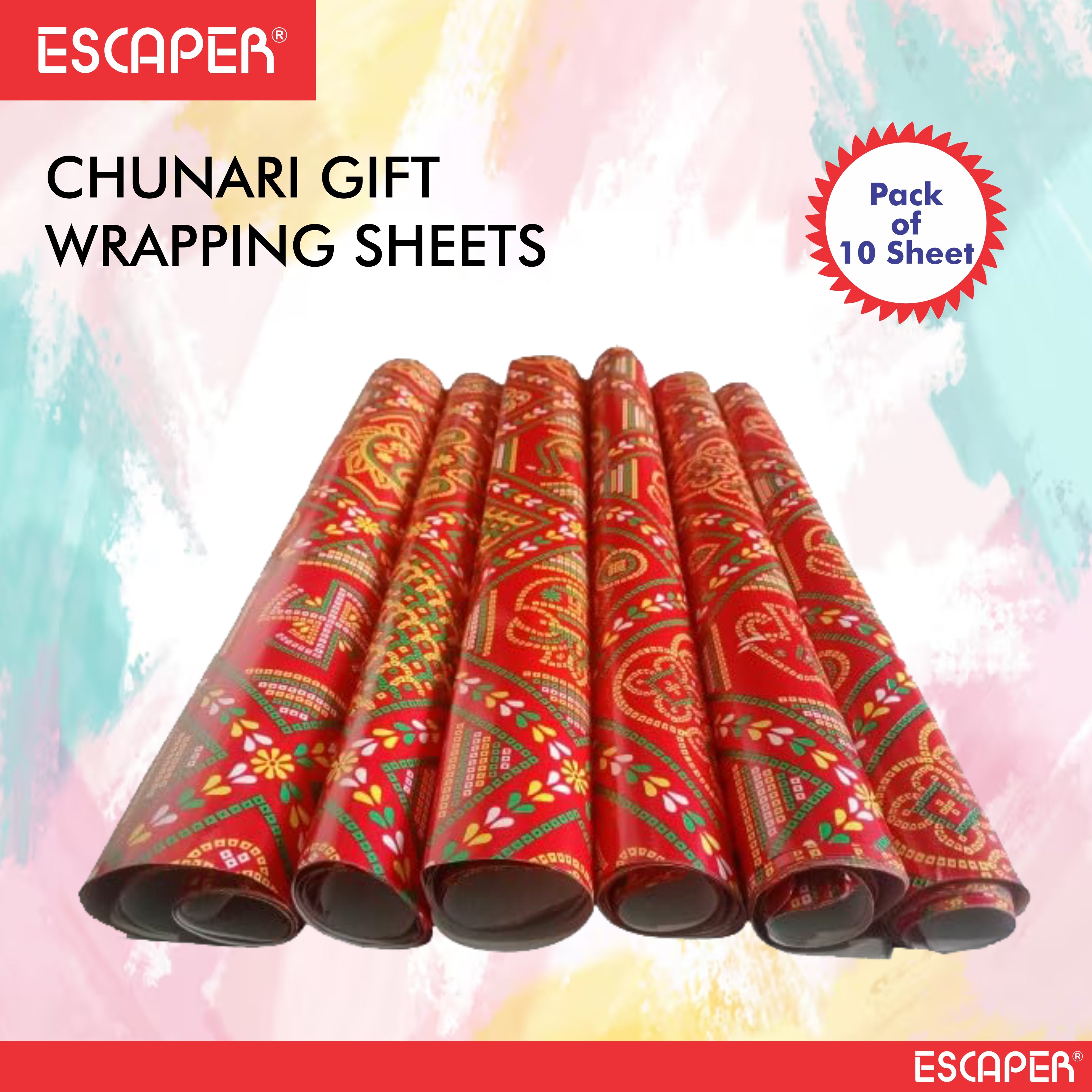 Chunri Gift Wrapping Paper Sheets (Size- 55cm x 42cm) Multipurpose Gift Wrapper Paper Sheets for Kids, Birthdays, Crafts, Festivals, Parties & All Occasion Gift Packing