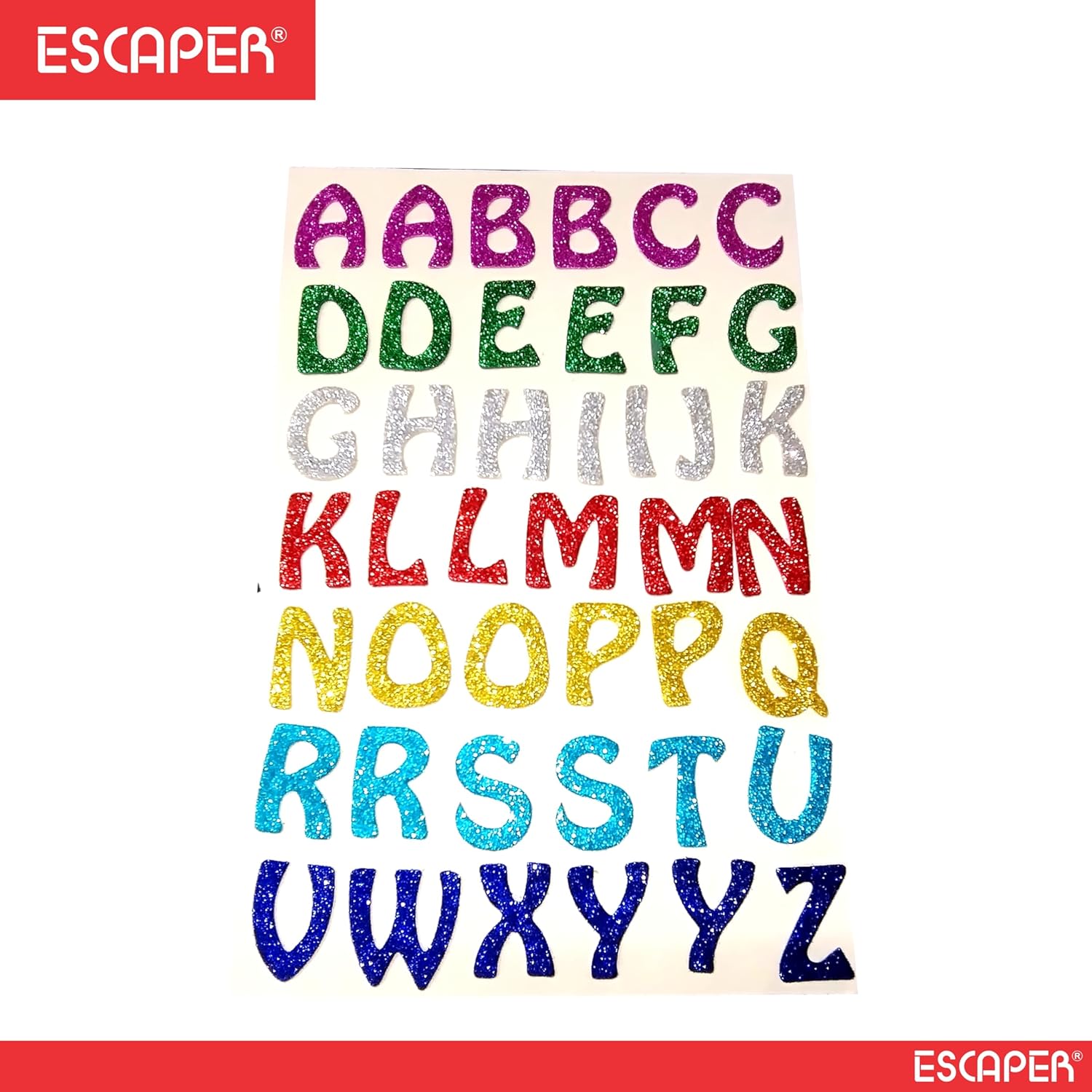 Assorted Glitter Foam English Alphabet, (8x12 Inch Sheet) Self Adhesive ABCD Letters, Alphabets For Kids Learning & DIY Decoration