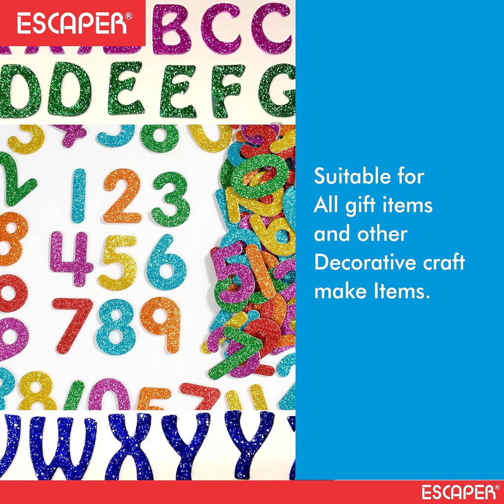 Assorted Glitter Foam English Alphabet, (8x12 Inch Sheet) Self Adhesive ABCD Letters, Alphabets For Kids Learning & DIY Decoration