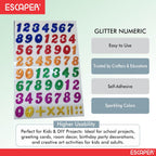 Assorted Glitter Foam Numbers, (8x12 Inch Sheet) Self Adhesive 0-9 Upto Number Letters For Kids Learning & DIY Decoration