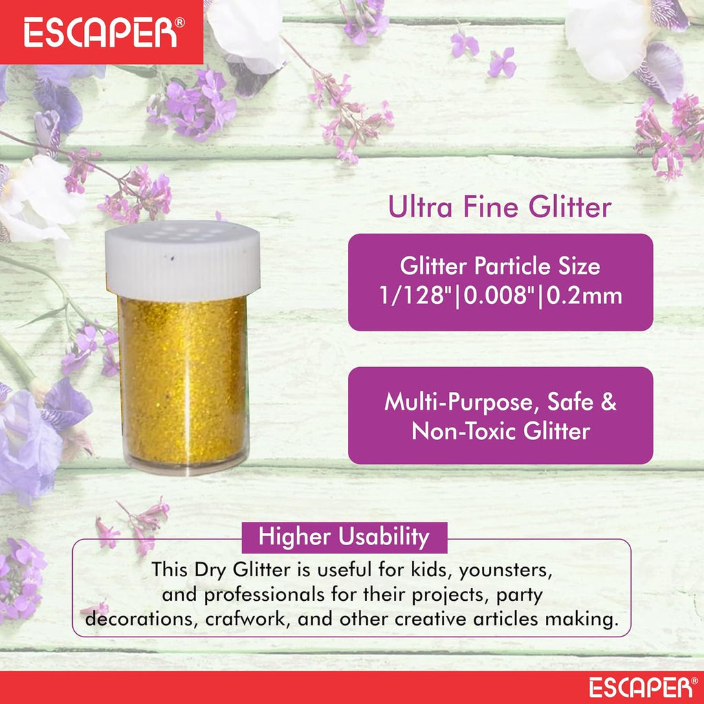Fine Glitter Sparkle Powder, Dust (Pack of 12-Assorted Colours), Glitter Set for Resin, Arts and Craft Supplies, Scrapbooking, Paper Decorations and Other Activities