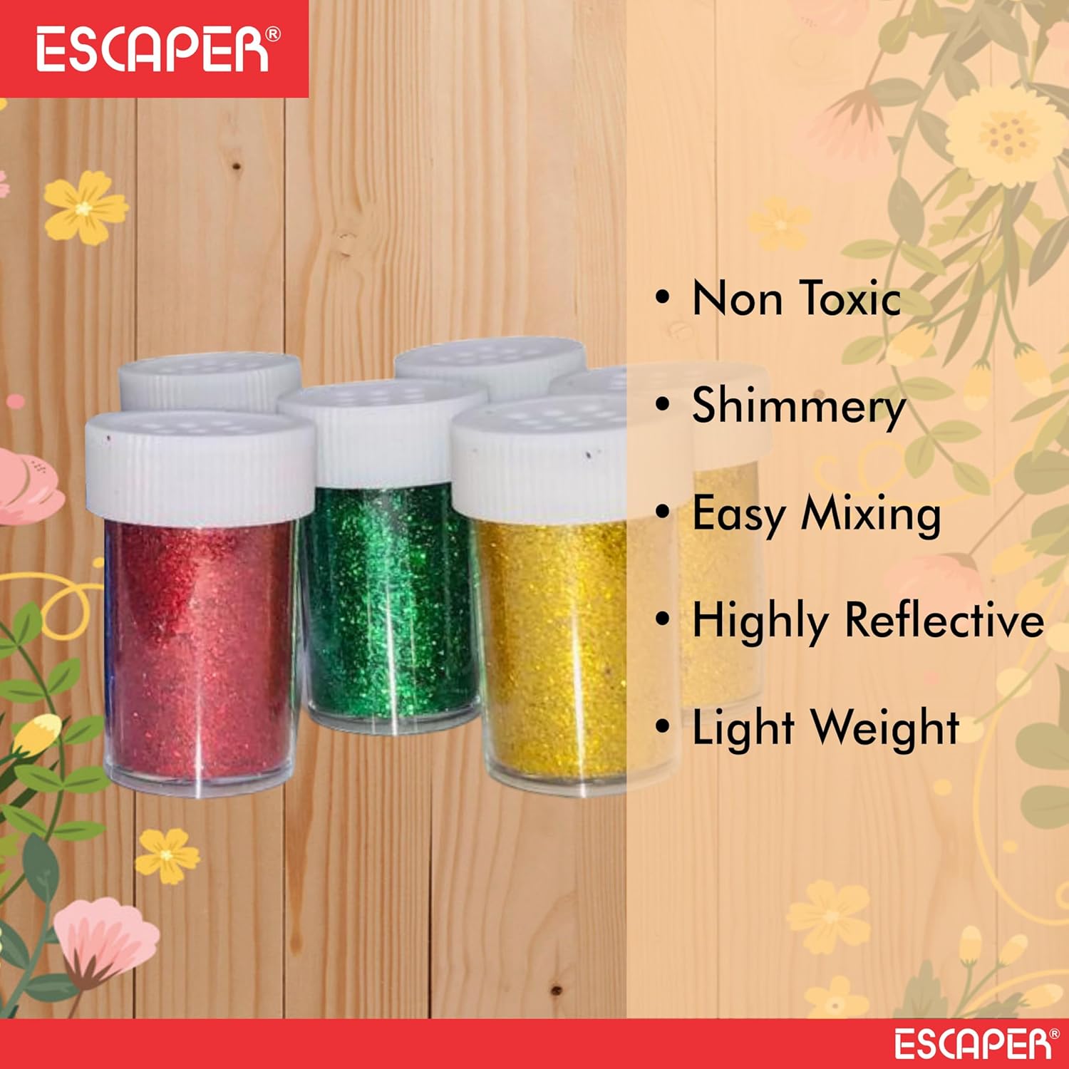 Fine Glitter Sparkle Powder, Dust (Pack of 12-Assorted Colours), Glitter Set for Resin, Arts and Craft Supplies, Scrapbooking, Paper Decorations and Other Activities