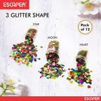 Holographic Glitter Shapes, (Pack of 12) Different Shapes Festival Craft Glitter for Art and Craft, Decorations, School