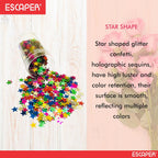 Holographic Glitter Shapes, (Pack of 12) Different Shapes Festival Craft Glitter for Art and Craft, Decorations, School