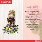 Holographic Glitter Shapes, (Pack of 12) Different Shapes Festival Craft Glitter for Art and Craft, Decorations, School