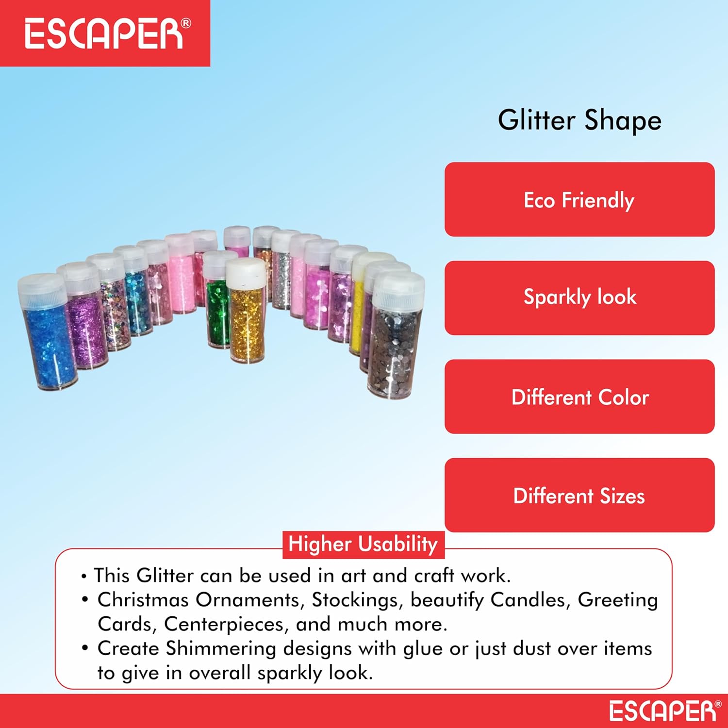 Hexagonal Glitter Shapes for Craft Assorted Color, (Small & Medium Size), Sparkle Glitter Shapes for Resin Art, Card Making, School Projects.