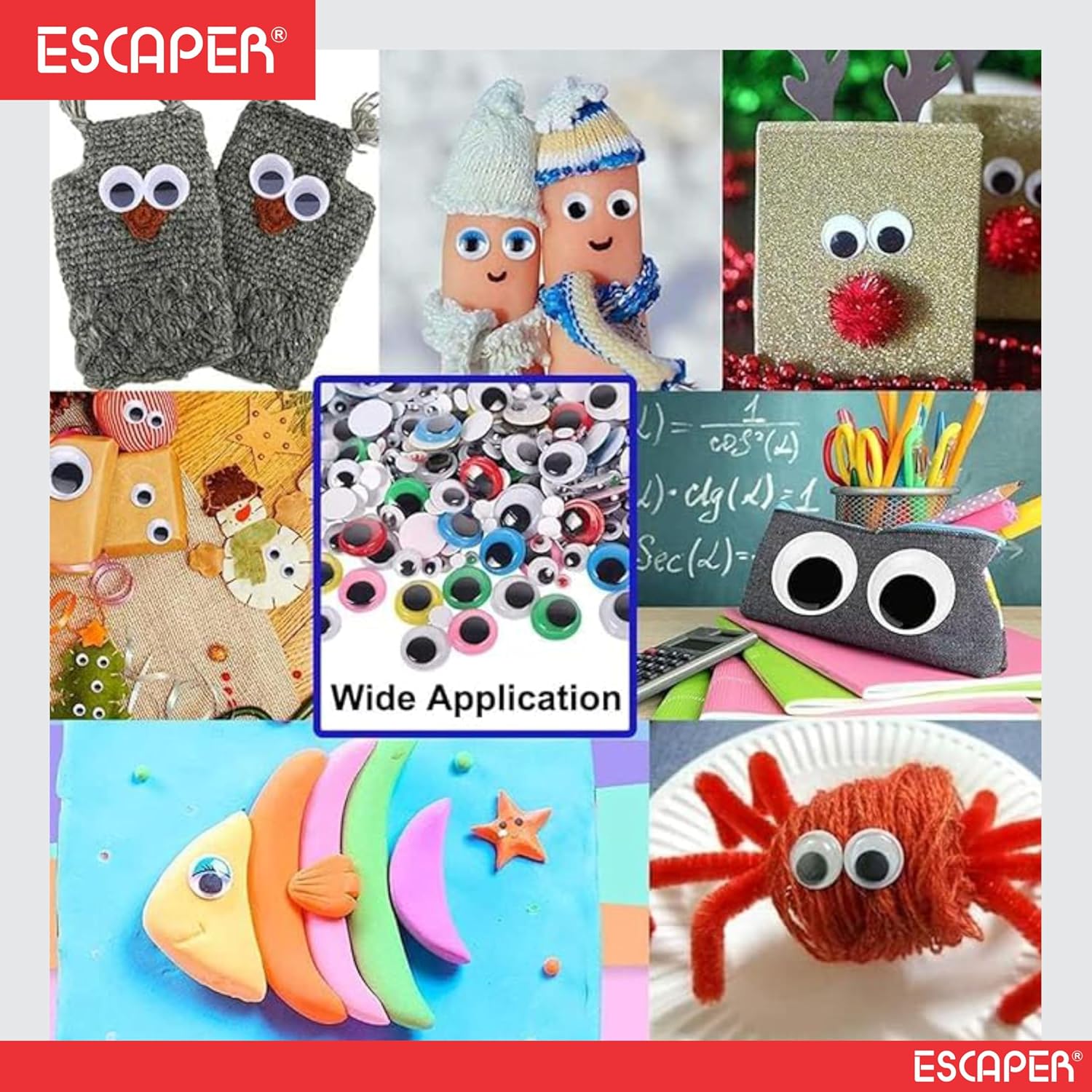 Googly Eyes for Craft, Assorted Sizes (Pack of 300), Wiggly Eyes for DIY Projects, Dolls, Soft Toys, Art Decorations, Fun Craft Supplies for Kids and Adults
