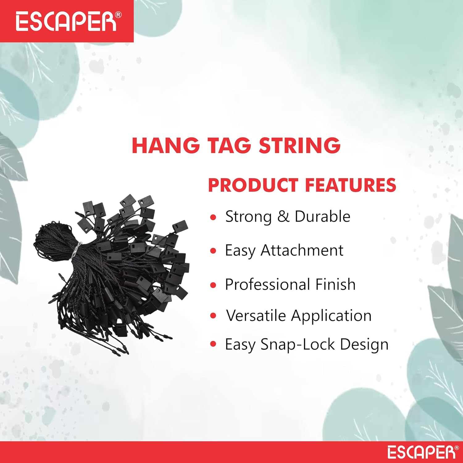 Clothing Hang Tag String (Pack of 1000-Black-17 CM), Ideal for Garments, Tag Thread, Thick String Hang Strip with Plastic Lock for Price Tags, DIY Projects